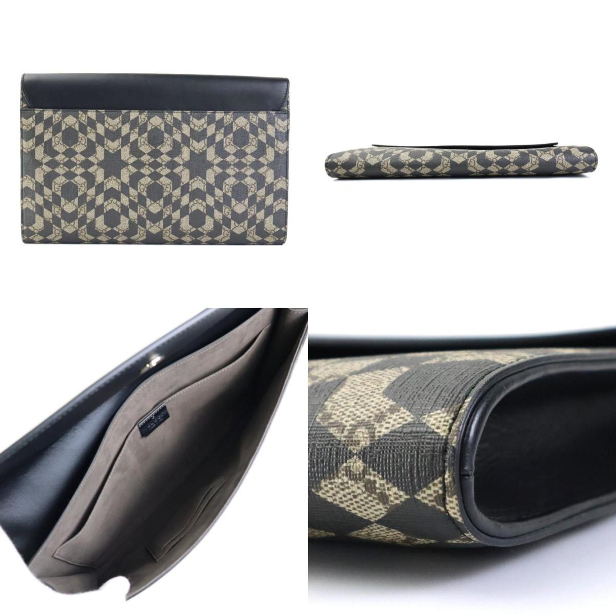 Gucci GUCCI Clutch Bag GG Supreme Leather Brown Black Men's 406725 e59272k Size ONE SIZE - 3 Thumbnail