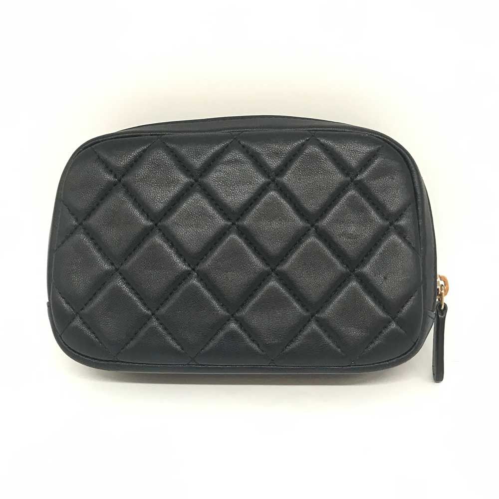 Chanel Chanel Chanel Matelasse Lambskin Pouch Black Leather Vanity Bag in Great Condition Size ONE SIZE - 2 Thumbnail