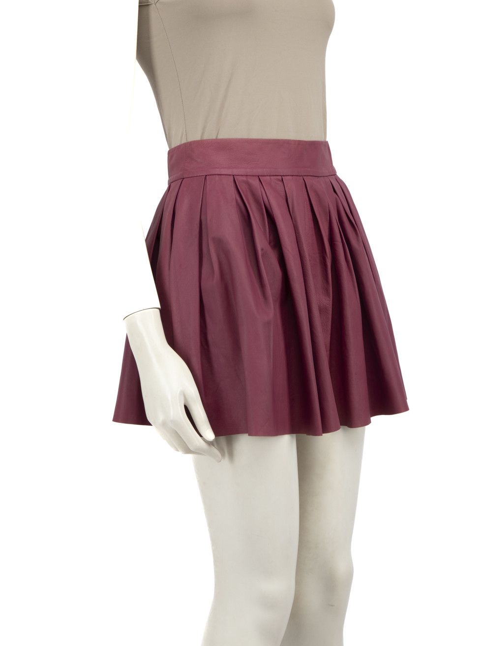 Alice + Olivia Purple Leather Pleated Mini Skirt Size 26" / US 2 / IT 38 - 2 Thumbnail