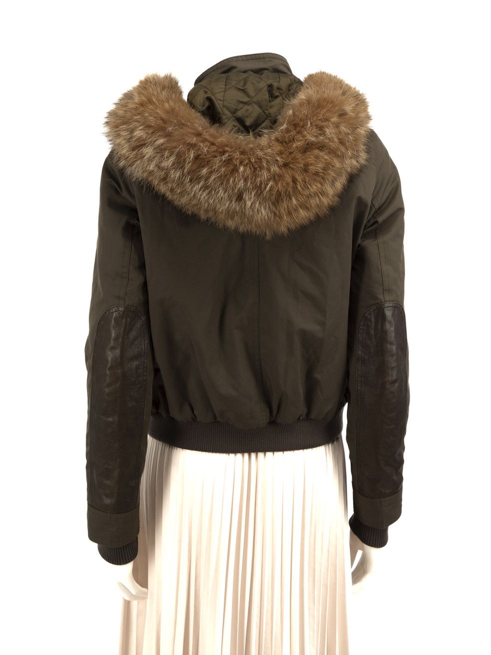 Vince Khaki Fur Trim Hood Puffer Jacket Size XS / US 0-2 / IT 36-38 - 3 Thumbnail