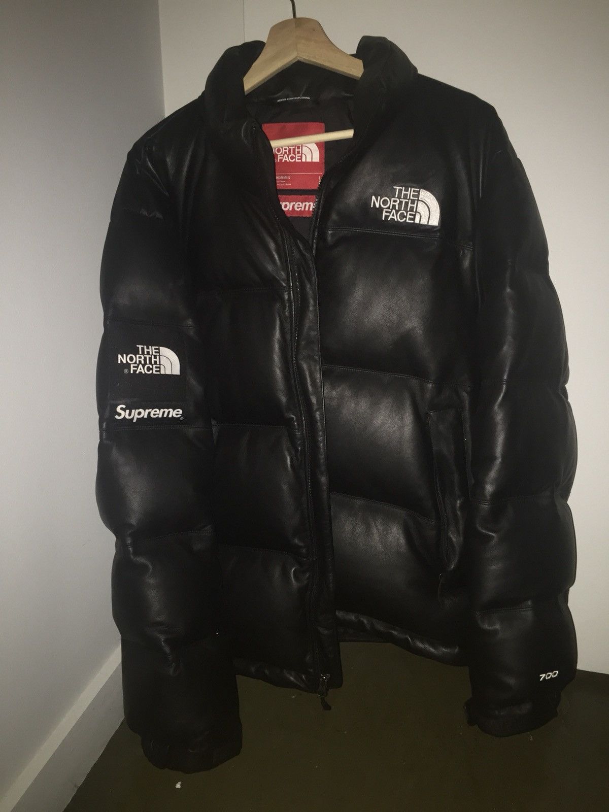 Supreme The North Face Supreme x The North Face Leather Nuptse Jacket Black Grailed