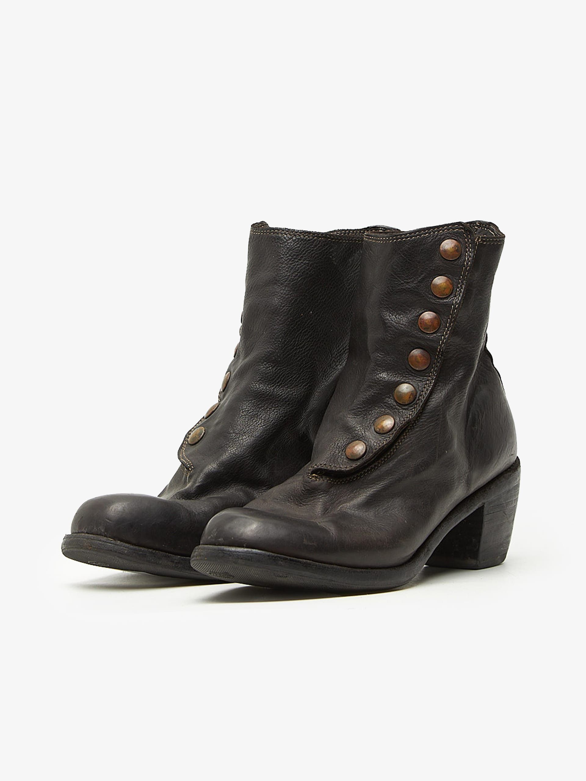 Guidi Dark Brown Snap Button Heel Boots Size US 5.5 / EU 38 - 2 Thumbnail