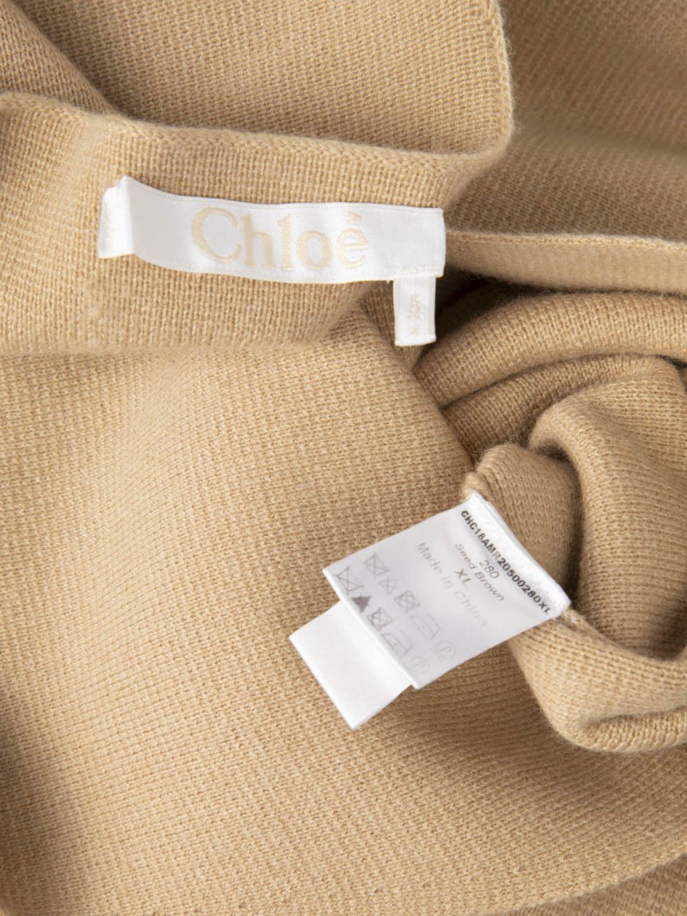 Chloe Beige Cashmere V-neck Long Sleeved Jumper Size XL / US 12-14 / IT 48-50 - 5 Thumbnail