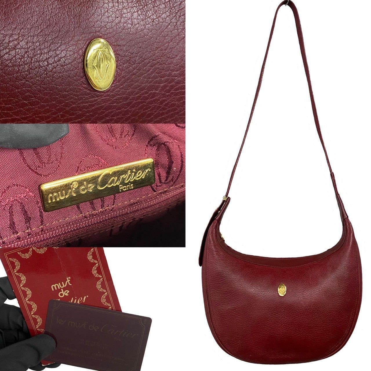 Cartier Cartier Shoulder Bag Wine Leather Size ONE SIZE - 3 Thumbnail