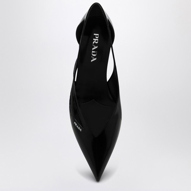 Prada Prada Cut Out Black Brushed Leather Ballerina Size US 6 / IT 36 - 3 Thumbnail