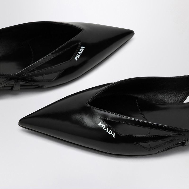 Prada Prada Cut Out Black Brushed Leather Ballerina Size US 6 / IT 36 - 5 Thumbnail