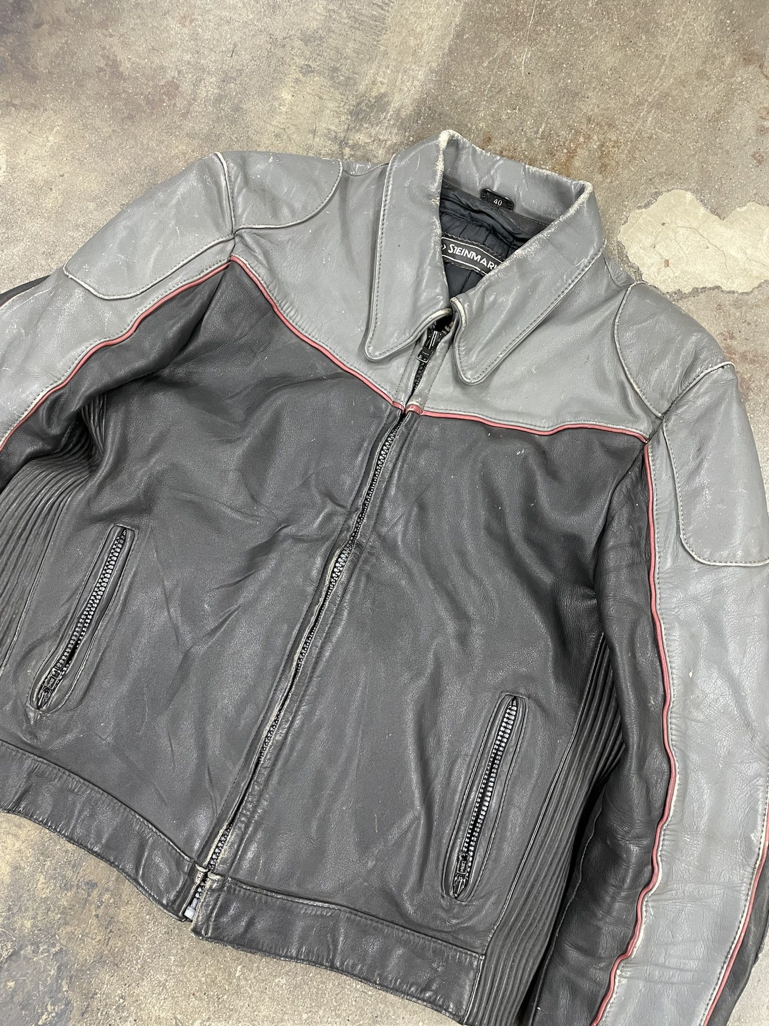 Other Vintage 1980s Moto Racing Leather Jacket Steinmark Two-Tone 40 Size US M / EU 48-50 / 2 - 2 Thumbnail