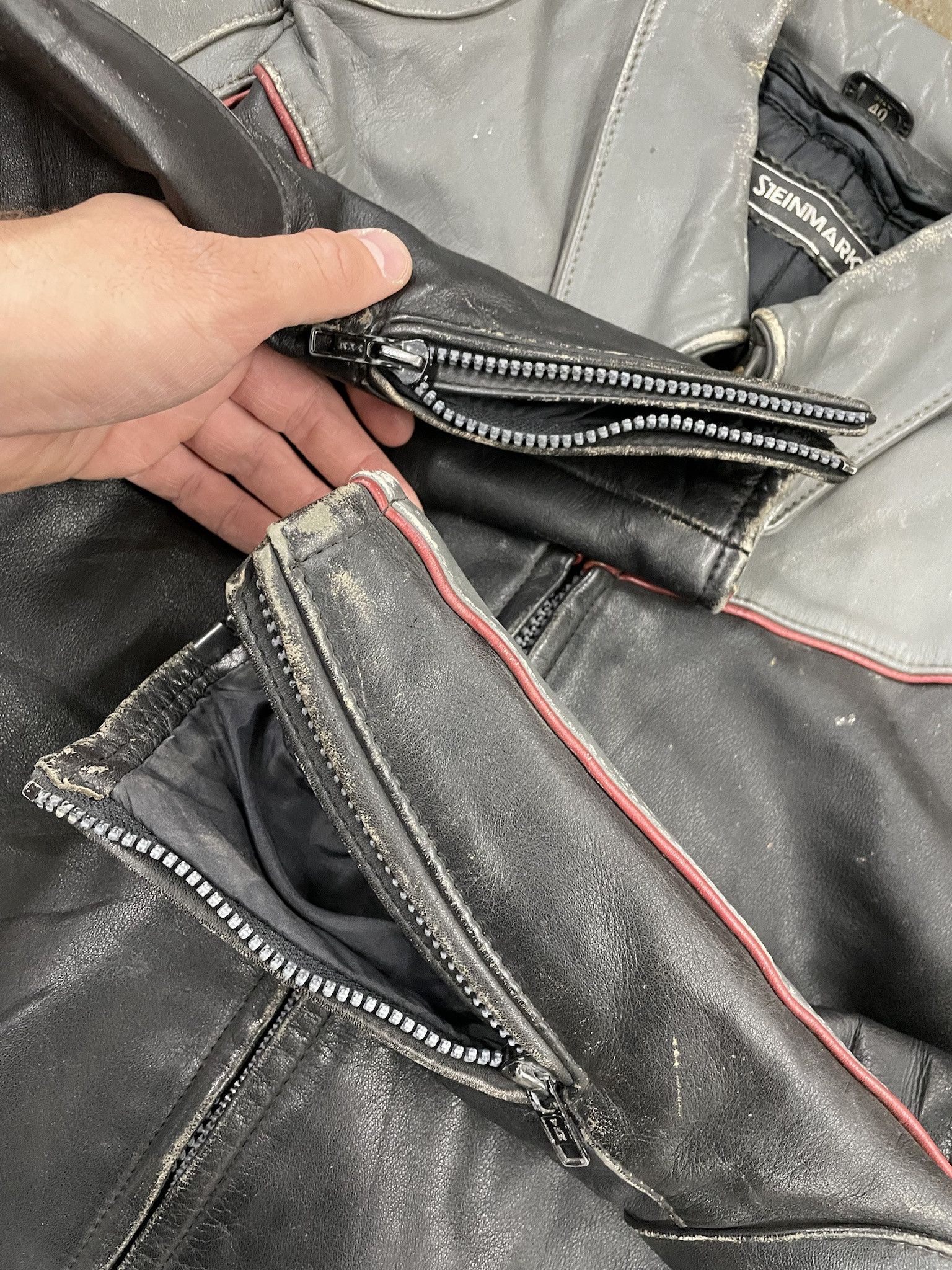 Other Vintage 1980s Moto Racing Leather Jacket Steinmark Two-Tone 40 Size US M / EU 48-50 / 2 - 6 Thumbnail