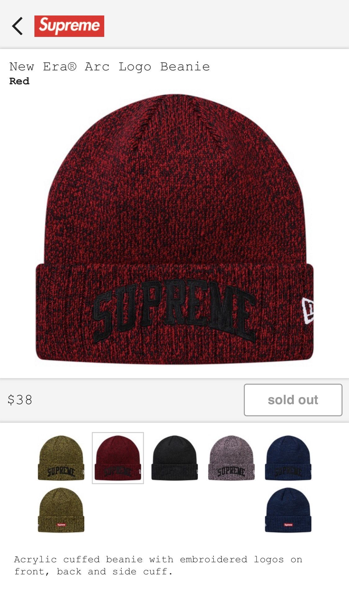 Supreme X New Era Logo Beanie In Red