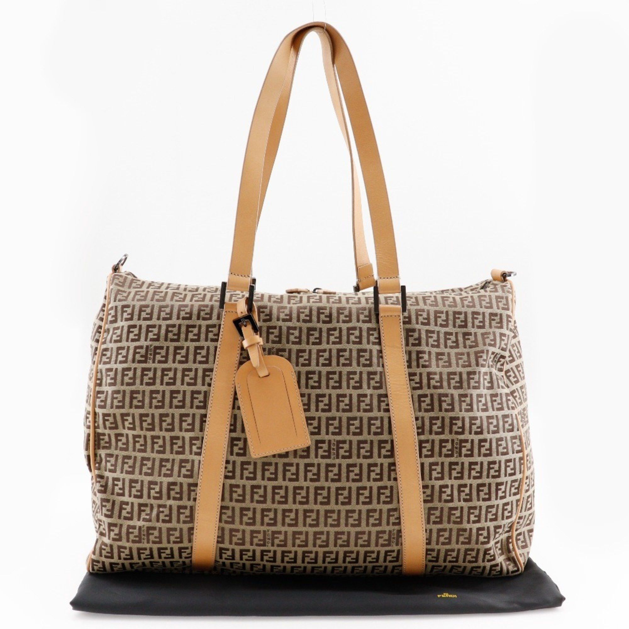 Fendi FENDI Zucchino Boston Bag 7VS014 Nylon Canvas x Leather Brown Double Unisex Size ONE SIZE - 12 Thumbnail