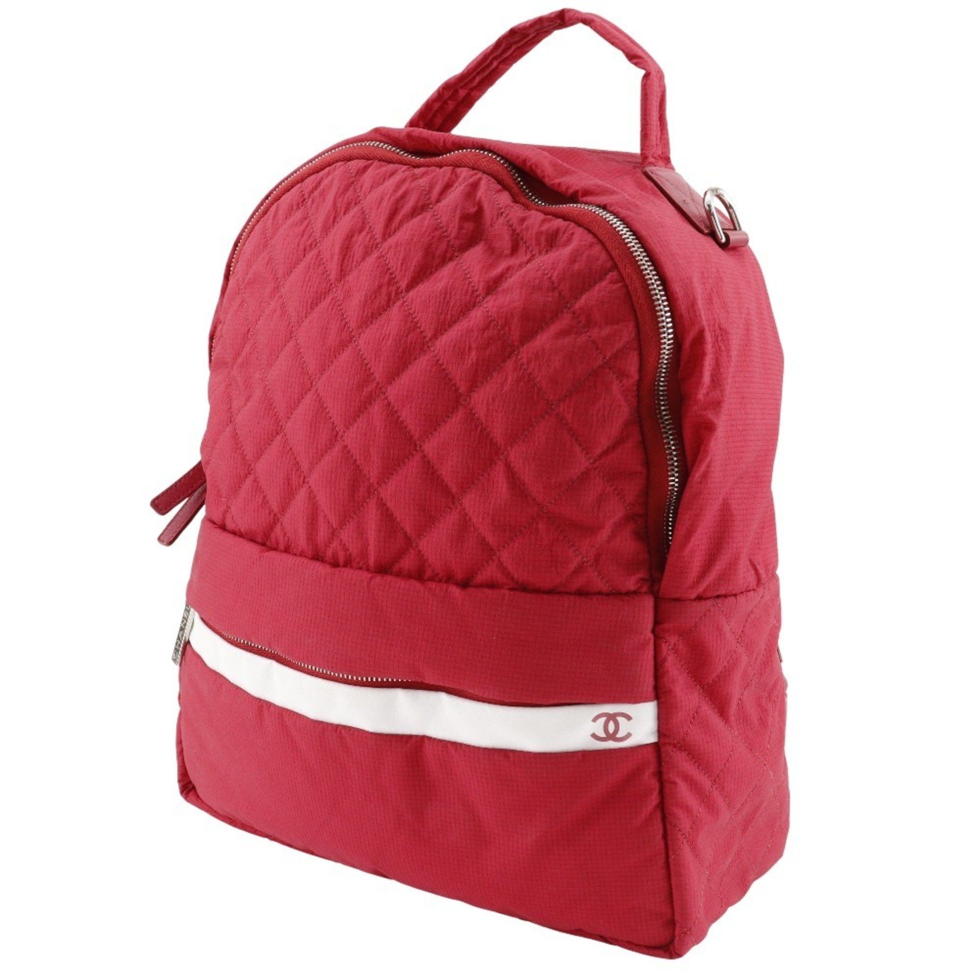 Chanel Chanel Coco Mark Backpack/Daypack Matelasse Nylon Red 2way Double COCO Women's Size ONE SIZE - 2 Thumbnail