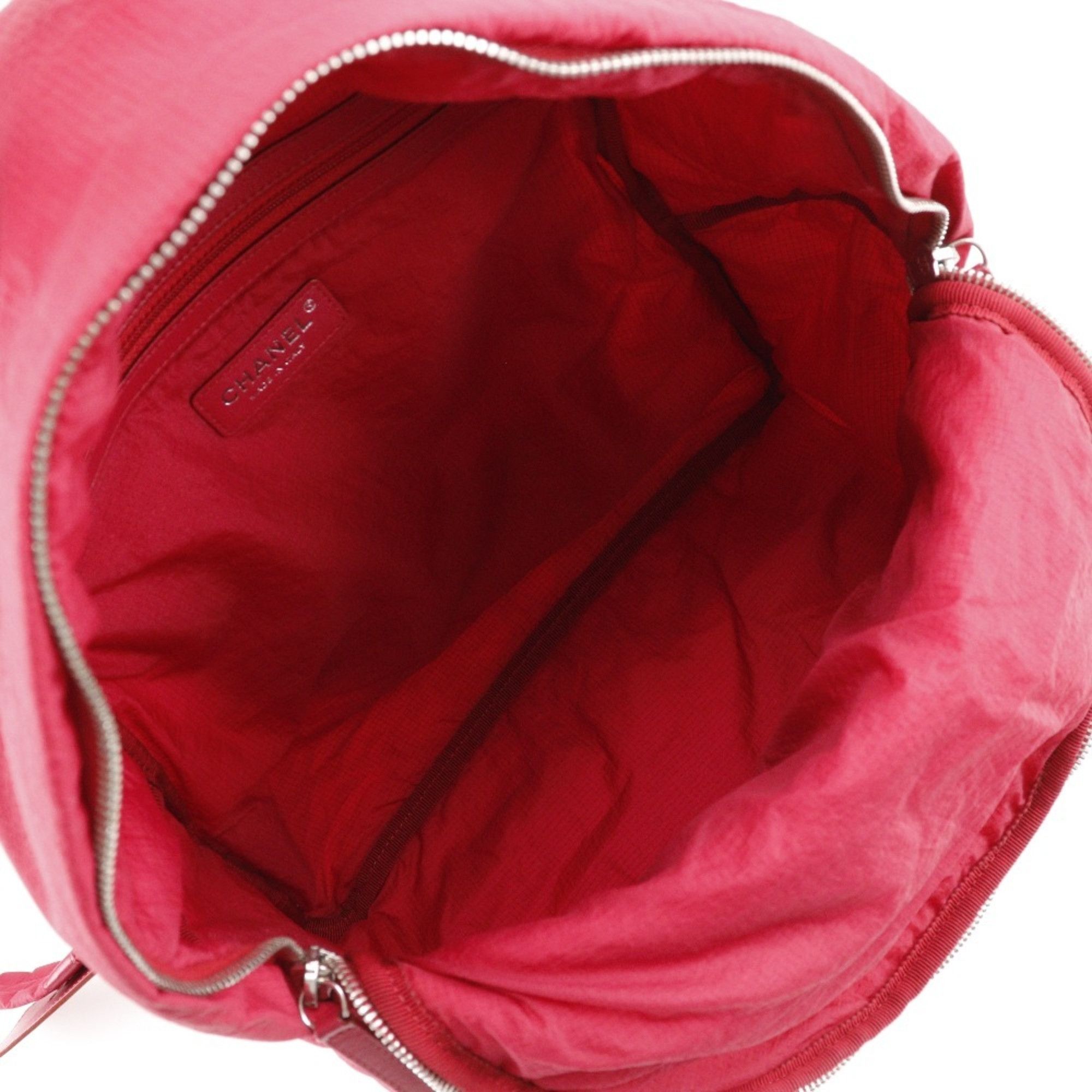 Chanel Chanel Coco Mark Backpack/Daypack Matelasse Nylon Red 2way Double COCO Women's Size ONE SIZE - 5 Thumbnail