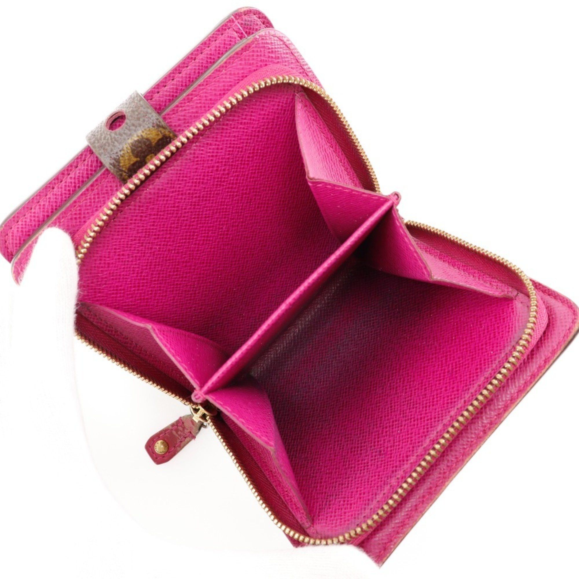 Louis Vuitton Louis Vuitton Compact zip bifold wallet Monogram Perforated M95188 canvas Fuchsia 2006 Brown/Pink MI0036 Snap button Women's Size ONE SIZE - 7 Thumbnail