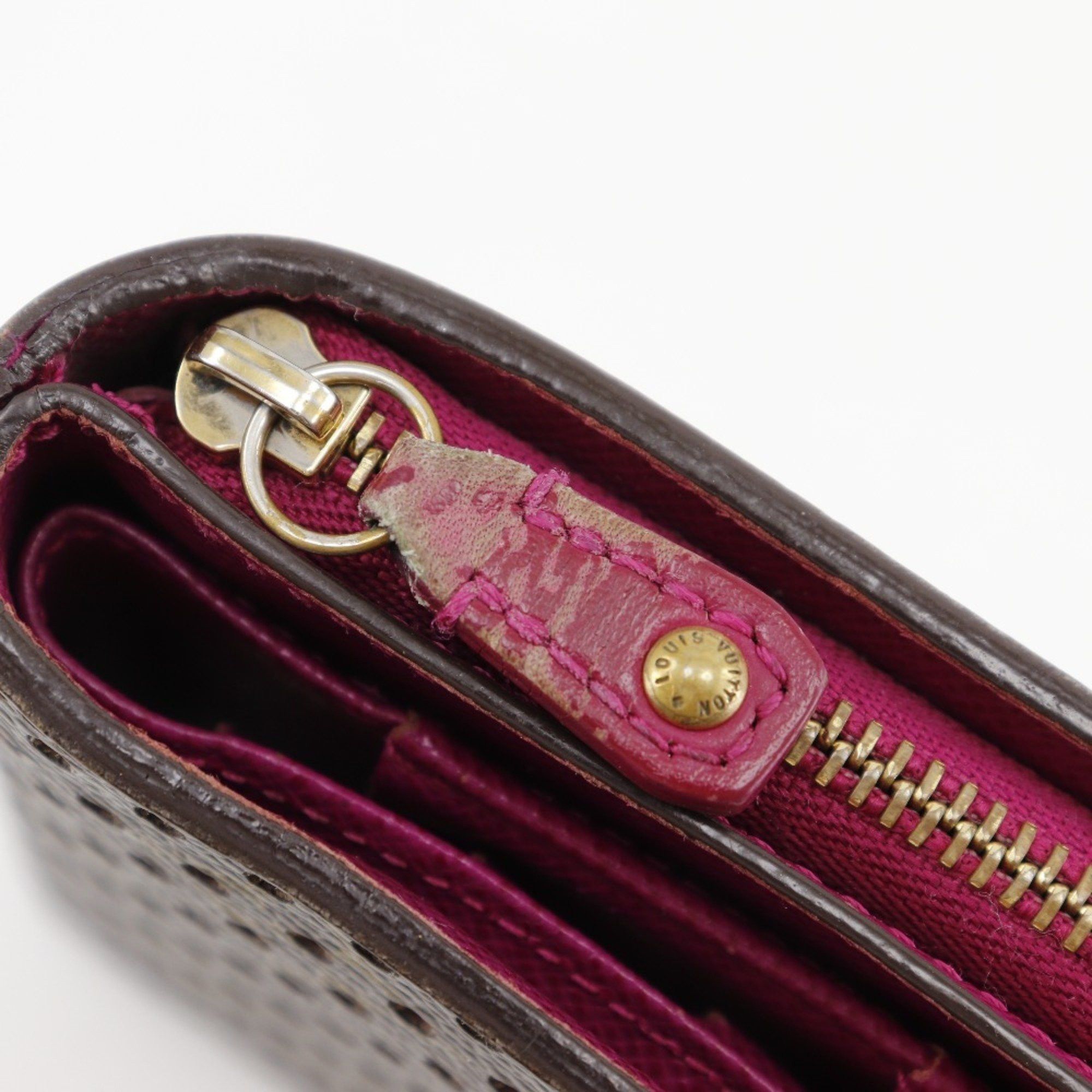 Louis Vuitton Louis Vuitton Compact zip bifold wallet Monogram Perforated M95188 canvas Fuchsia 2006 Brown/Pink MI0036 Snap button Women's Size ONE SIZE - 10 Thumbnail