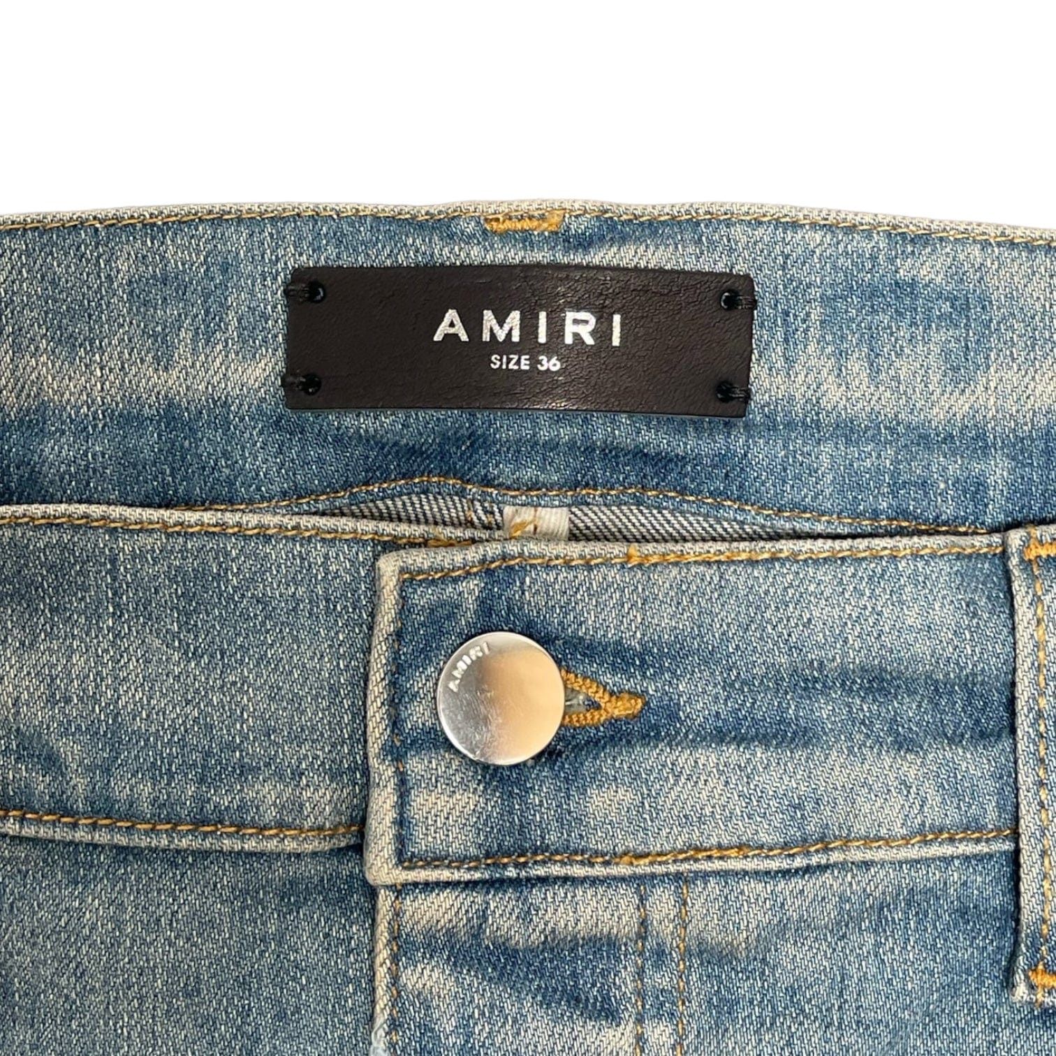 Amiri Amiri Leather Stitch Logo Jeans Clay Indigo Size US 28 / EU 44 - 4 Thumbnail