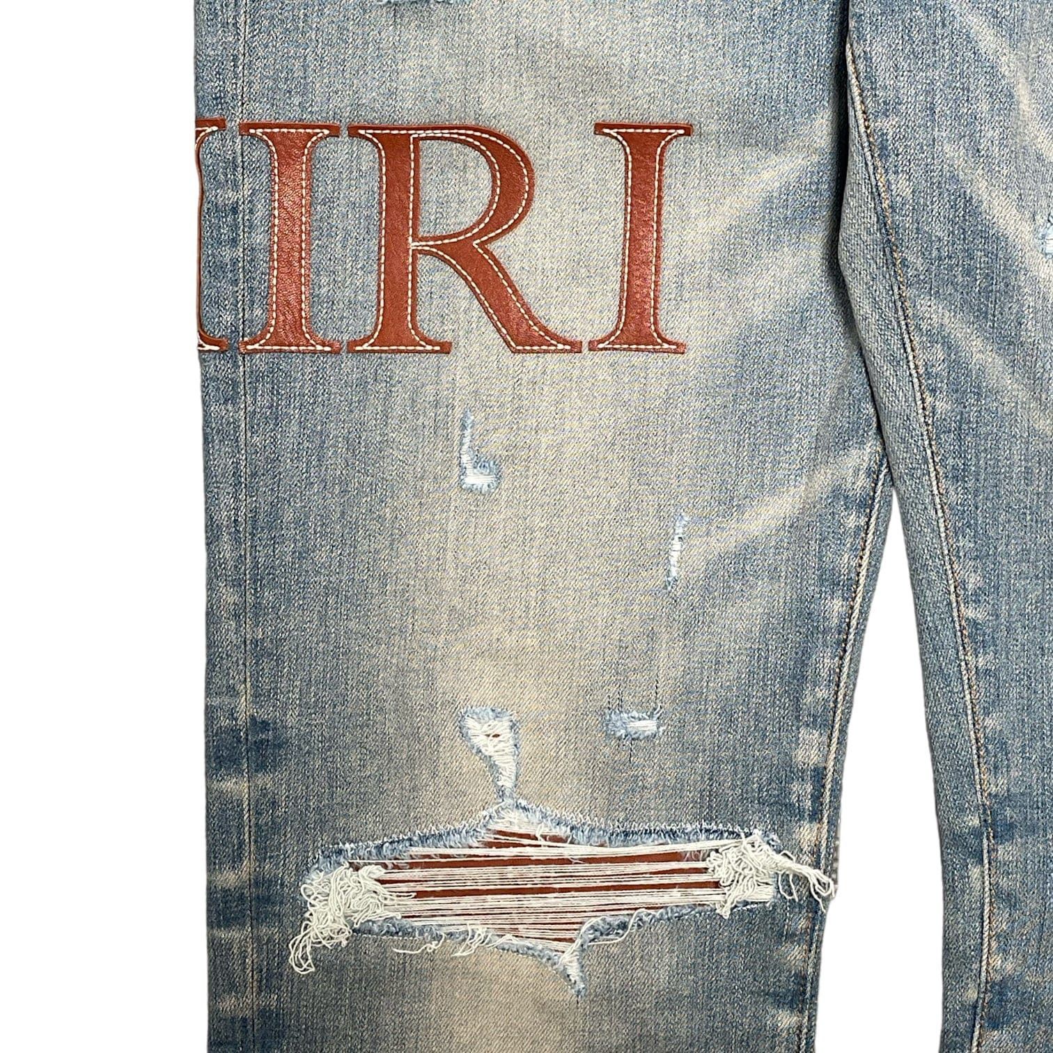Amiri Amiri Leather Stitch Logo Jeans Clay Indigo Size US 28 / EU 44 - 3 Thumbnail