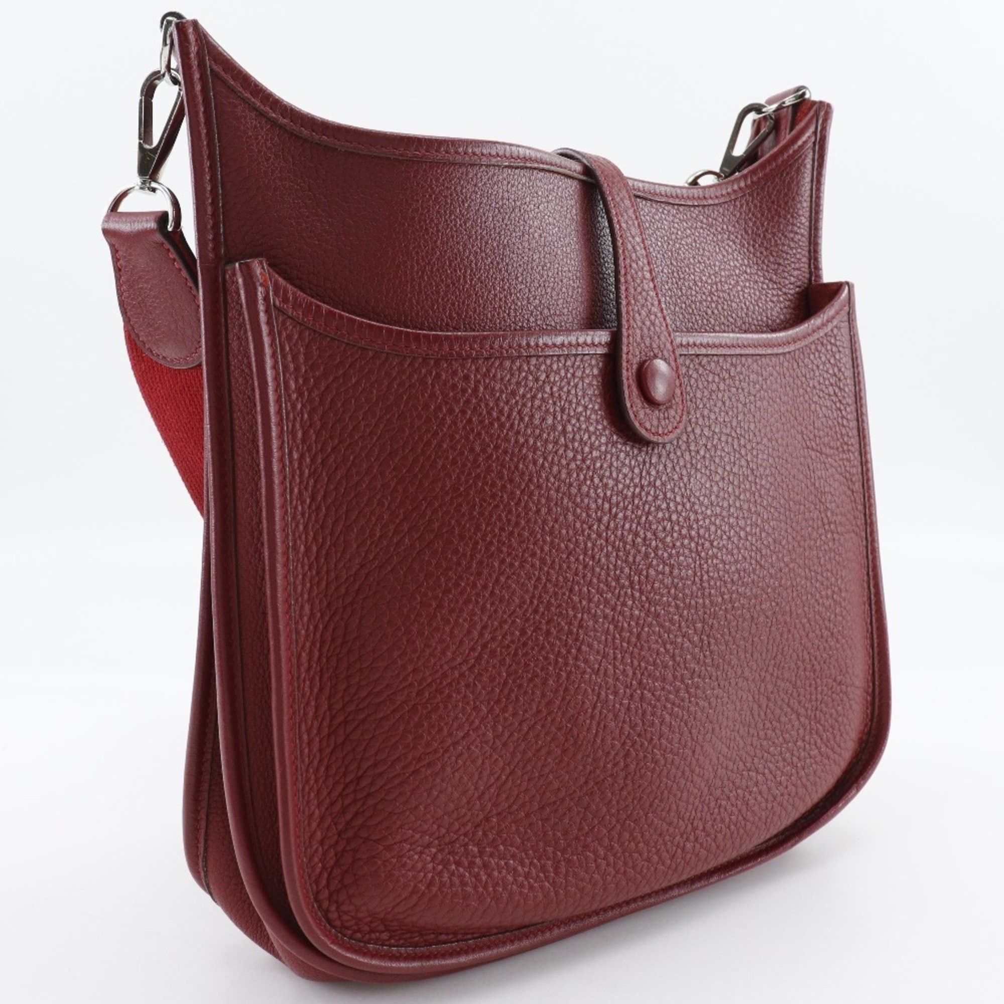 Hermes Hermes Evelyn 2PM Shoulder Bag Taurillon Clemence 2006 Red/□J A5 Snap Button 2 PM Women's Size ONE SIZE - 3 Thumbnail