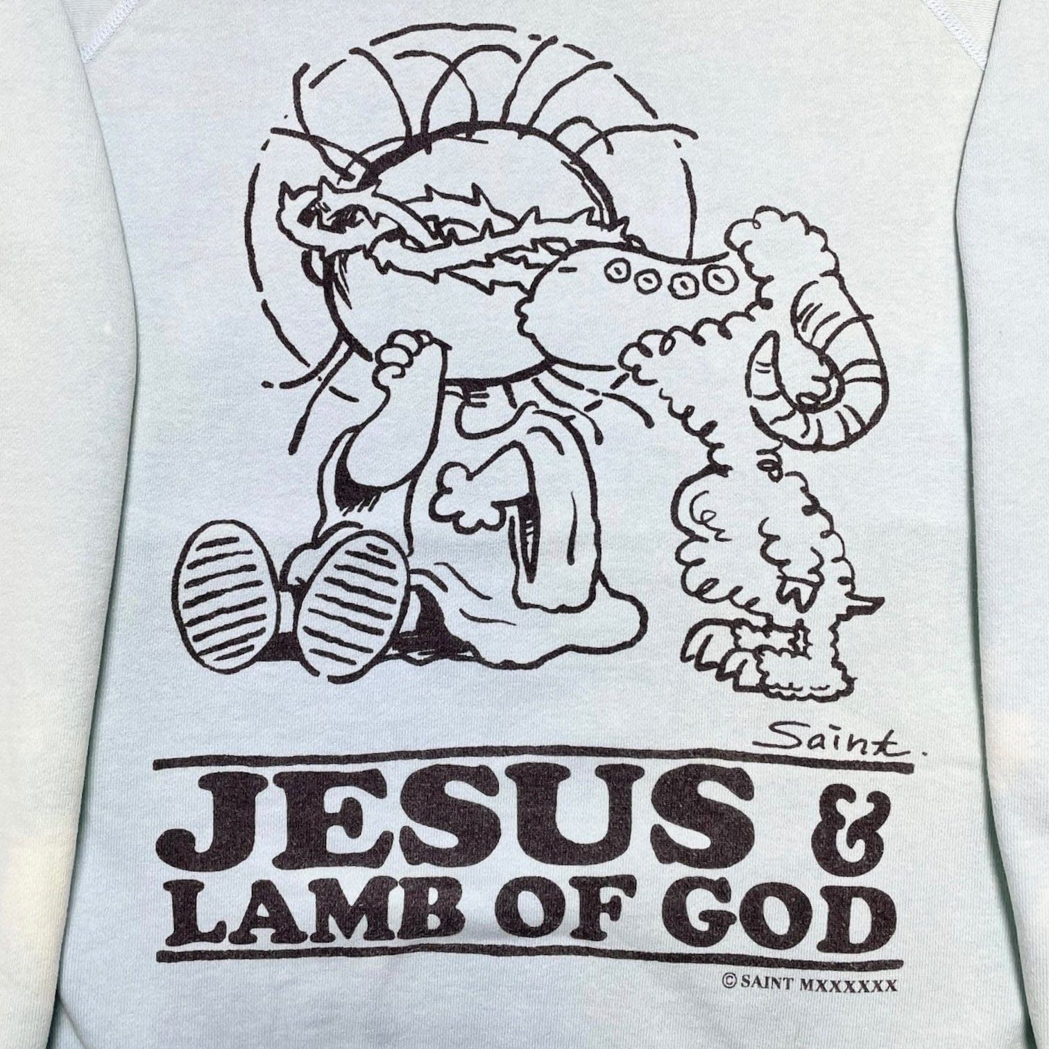 Saint Michael Jesus Crewneck Sweatshirt Teal Size US L / EU 52-54 / 3 - 3 Thumbnail