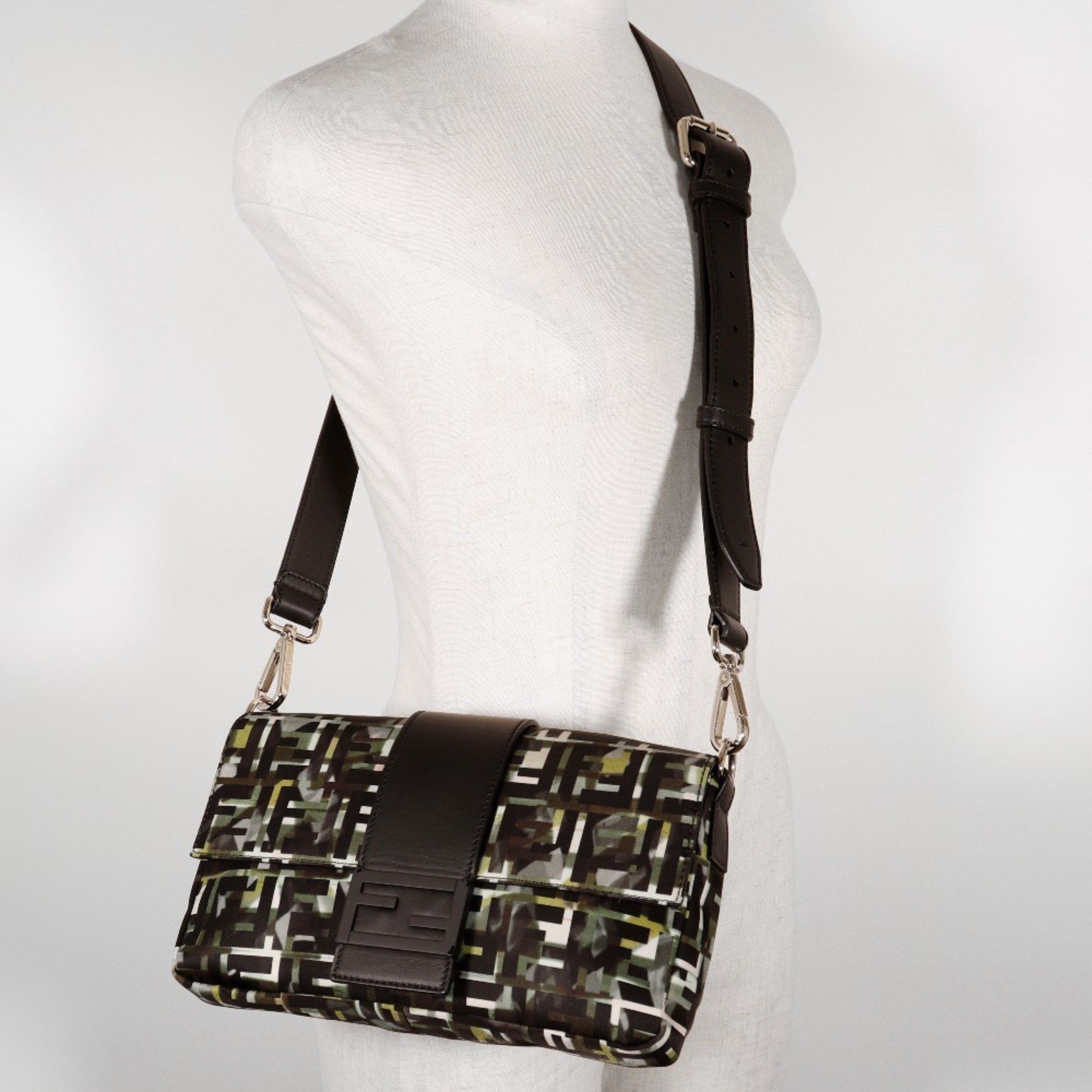 Fendi FENDI Mamma Bucket Shoulder Bag 3WAY Body Clutch Zucca Camouflage Pattern 7V72 Nylon Black 3way Type Unisex Size ONE SIZE - 10 Thumbnail