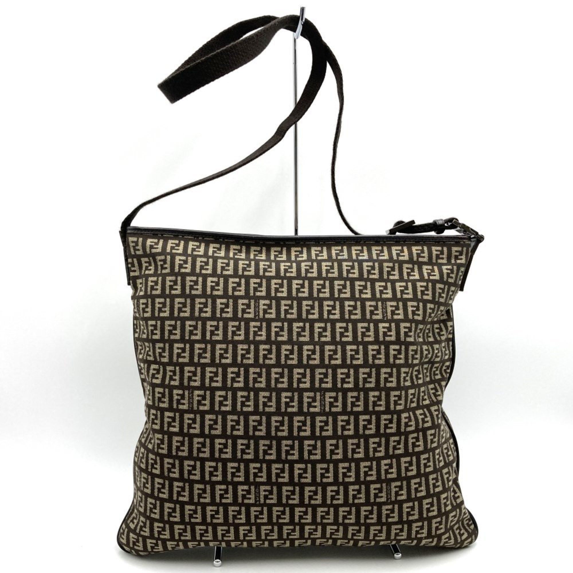 Fendi FENDI Shoulder Bag No Gusset Zucchino Brown Canvas Leather Men Women Size ONE SIZE - 3 Thumbnail