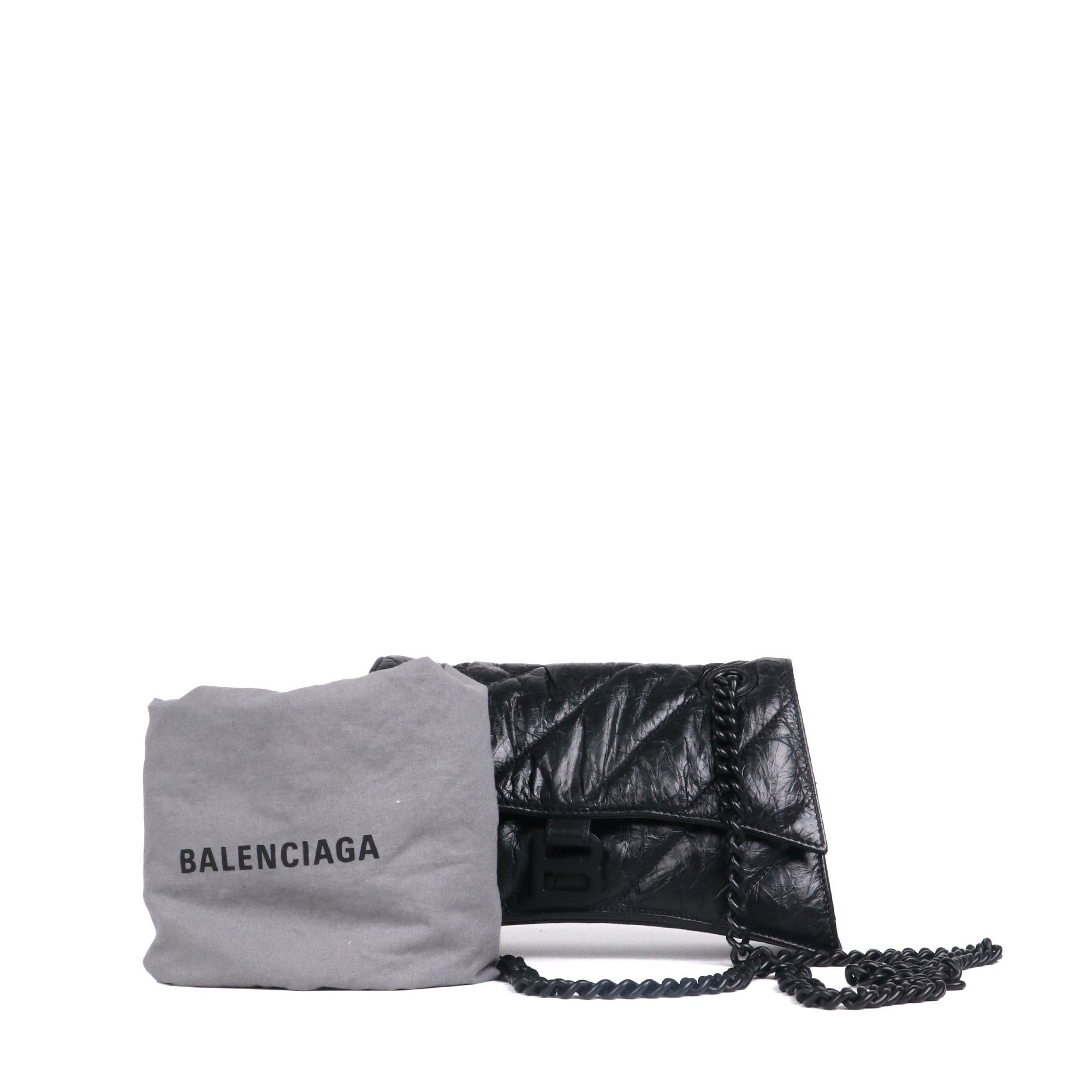 Balenciaga BALENCIAGA - Balenciaga Crush small shoulder bag in black quilted and crinkled leather Size ONE SIZE - 8 Thumbnail