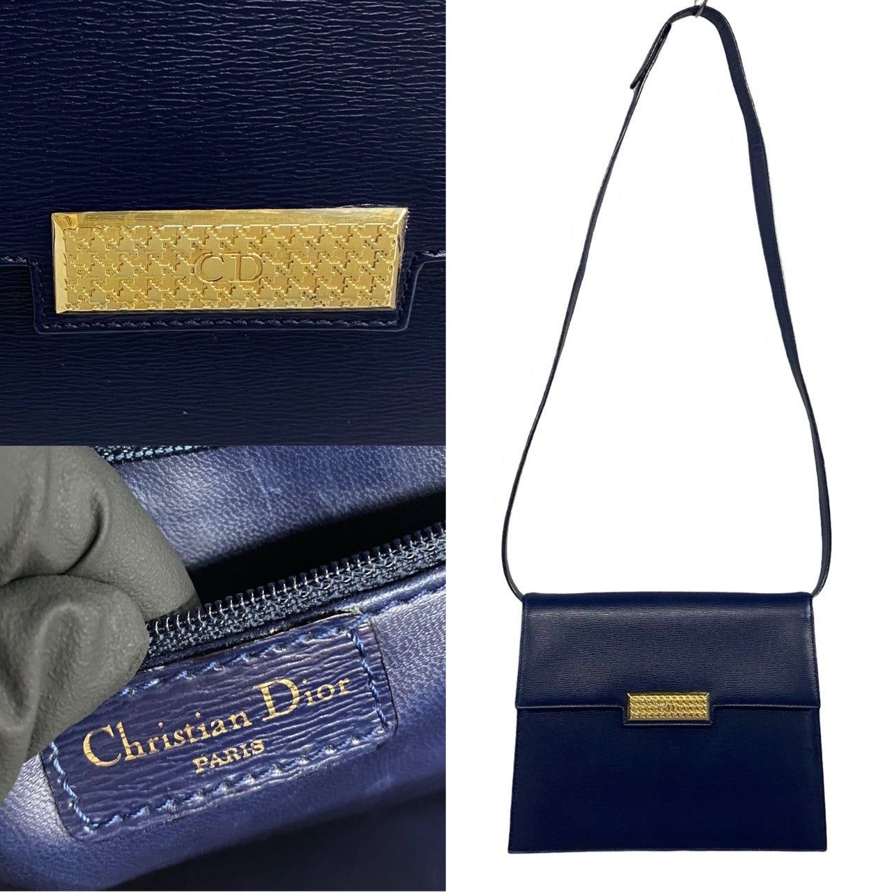 Dior Dior Shoulder Bag Navy Leather Size ONE SIZE - 3 Thumbnail