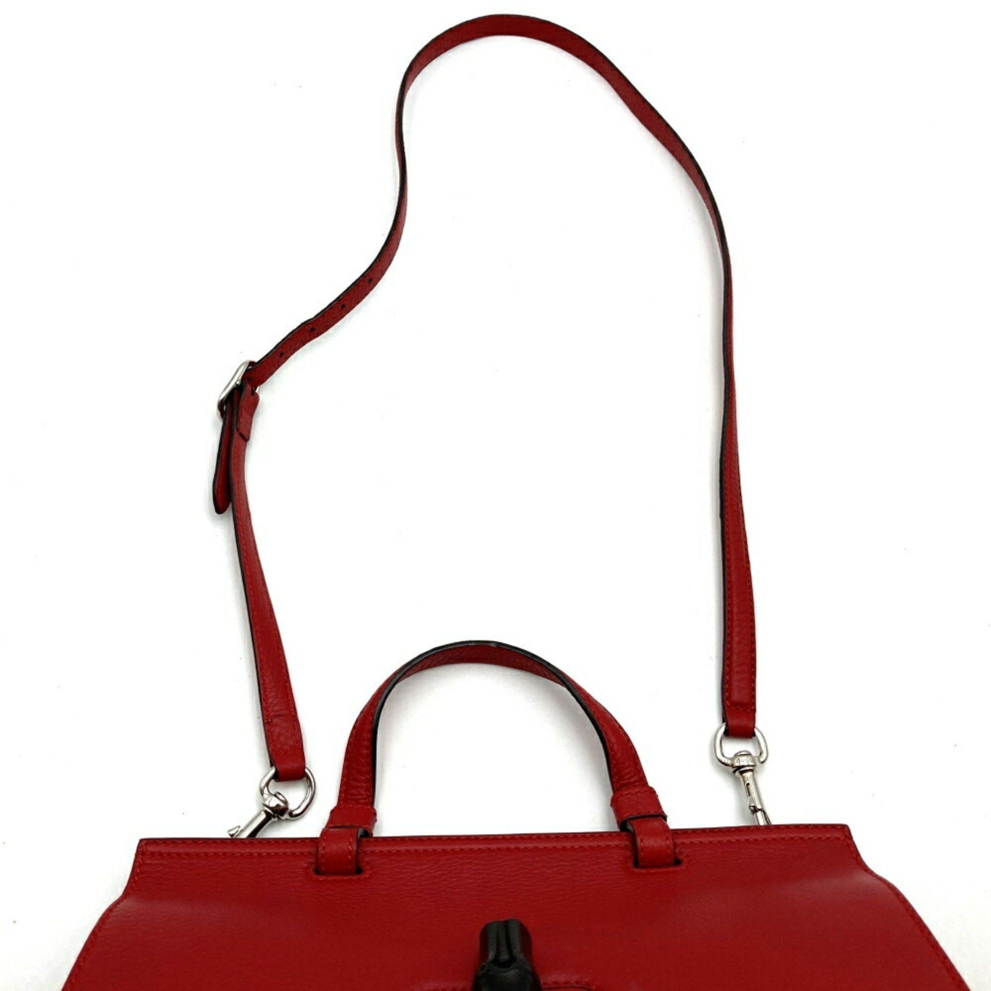 Gucci GUCCI 392013 Handbag Shoulder Bag 2way Bamboo Red Leather Women's Size ONE SIZE - 6 Thumbnail