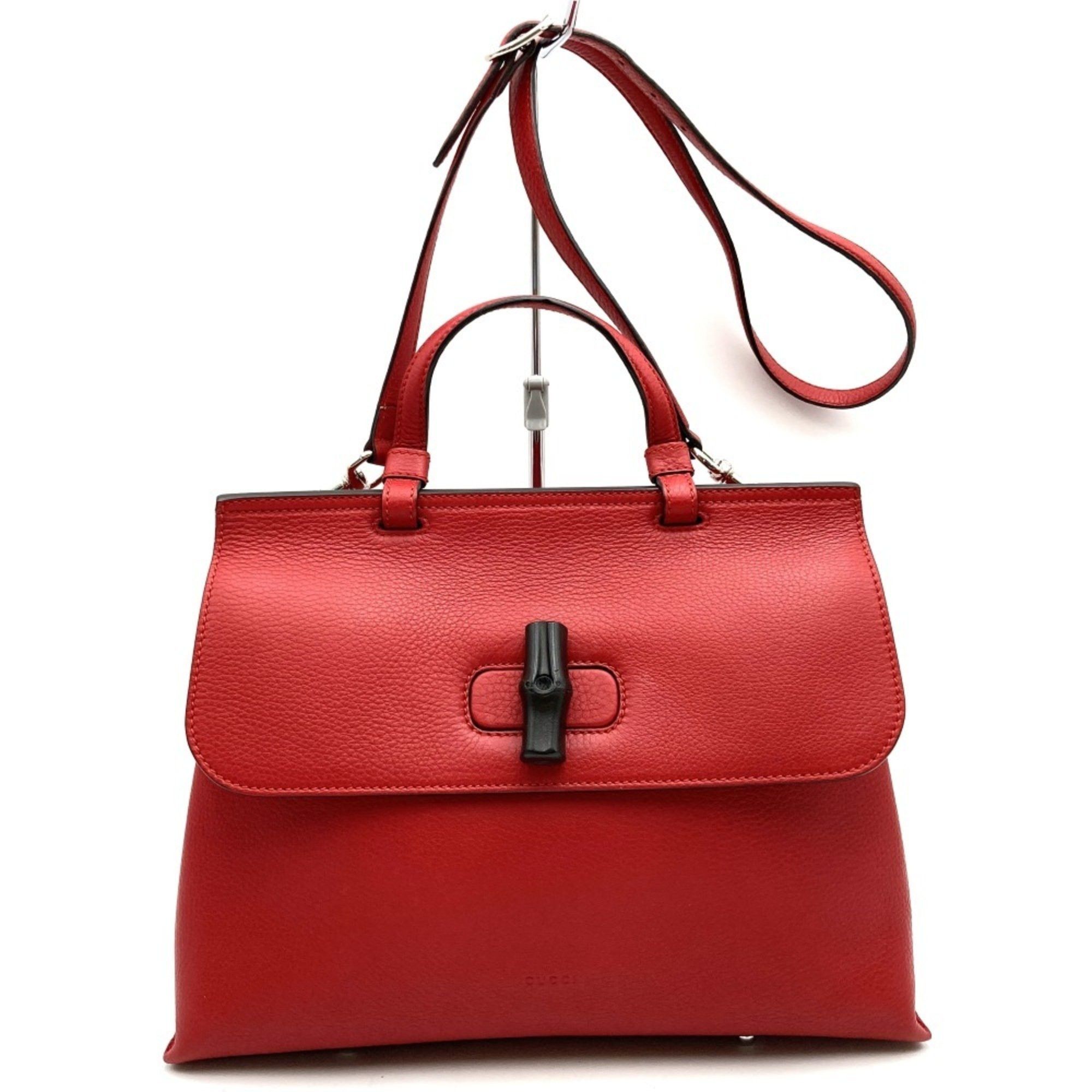 Gucci GUCCI 392013 Handbag Shoulder Bag 2way Bamboo Red Leather Women's Size ONE SIZE - 2 Thumbnail