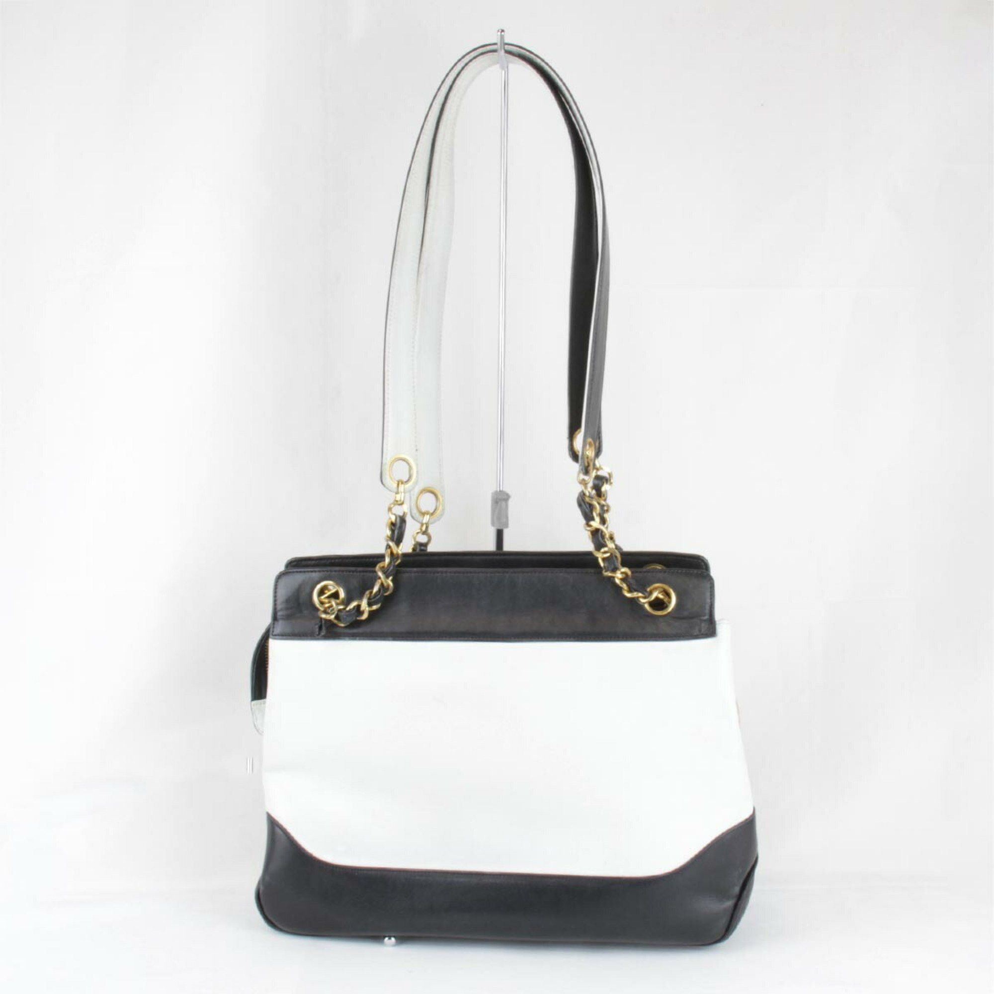 Chanel Chanel Bicolor Chain Shoulder Bag Leather White Women's Size ONE SIZE - 2 Thumbnail