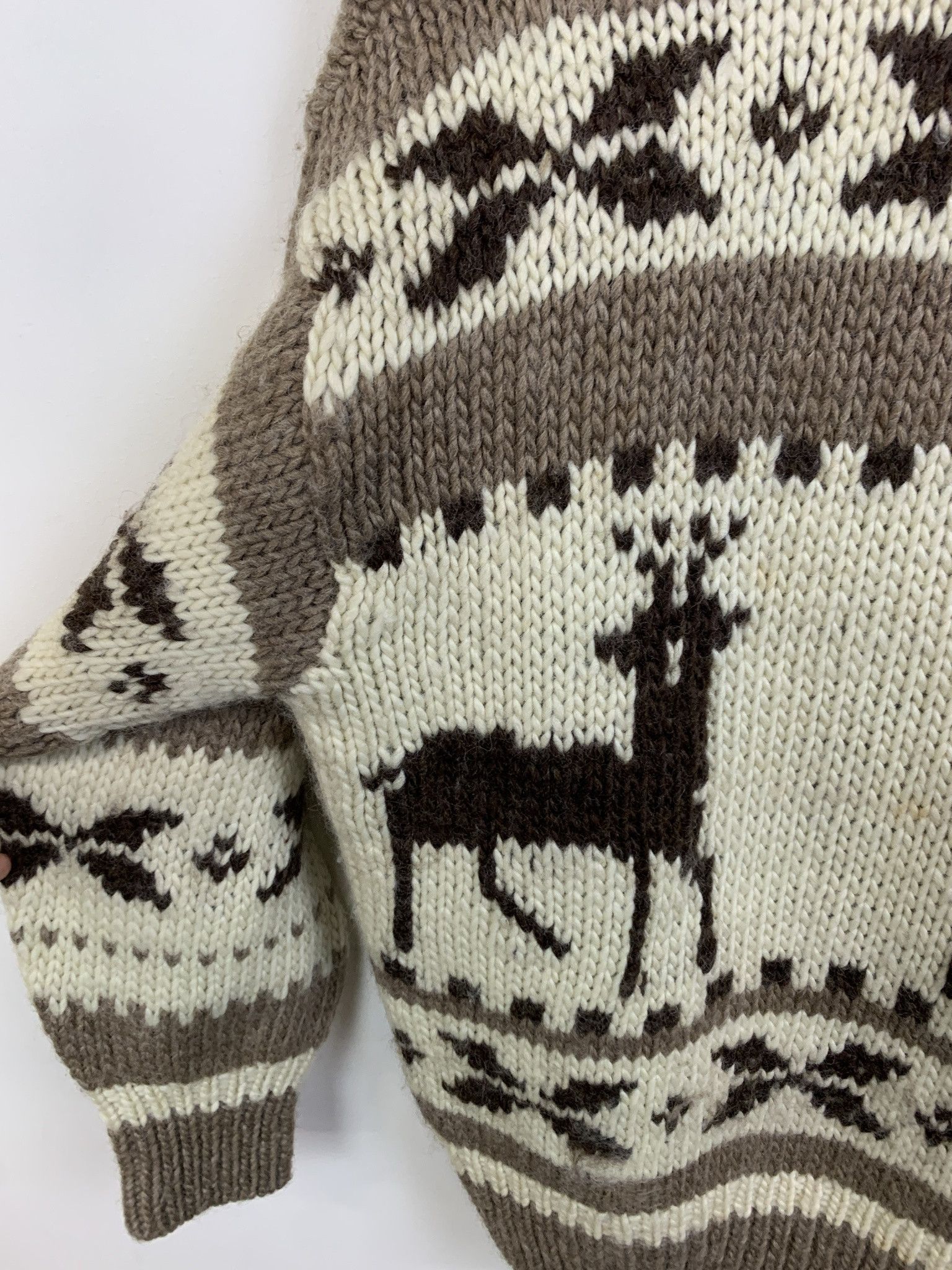 Coogi Vintage 1970s Stag Wool Zip Cowichan Knit Sweater Size L Size US L / EU 52-54 / 3 - 4 Thumbnail