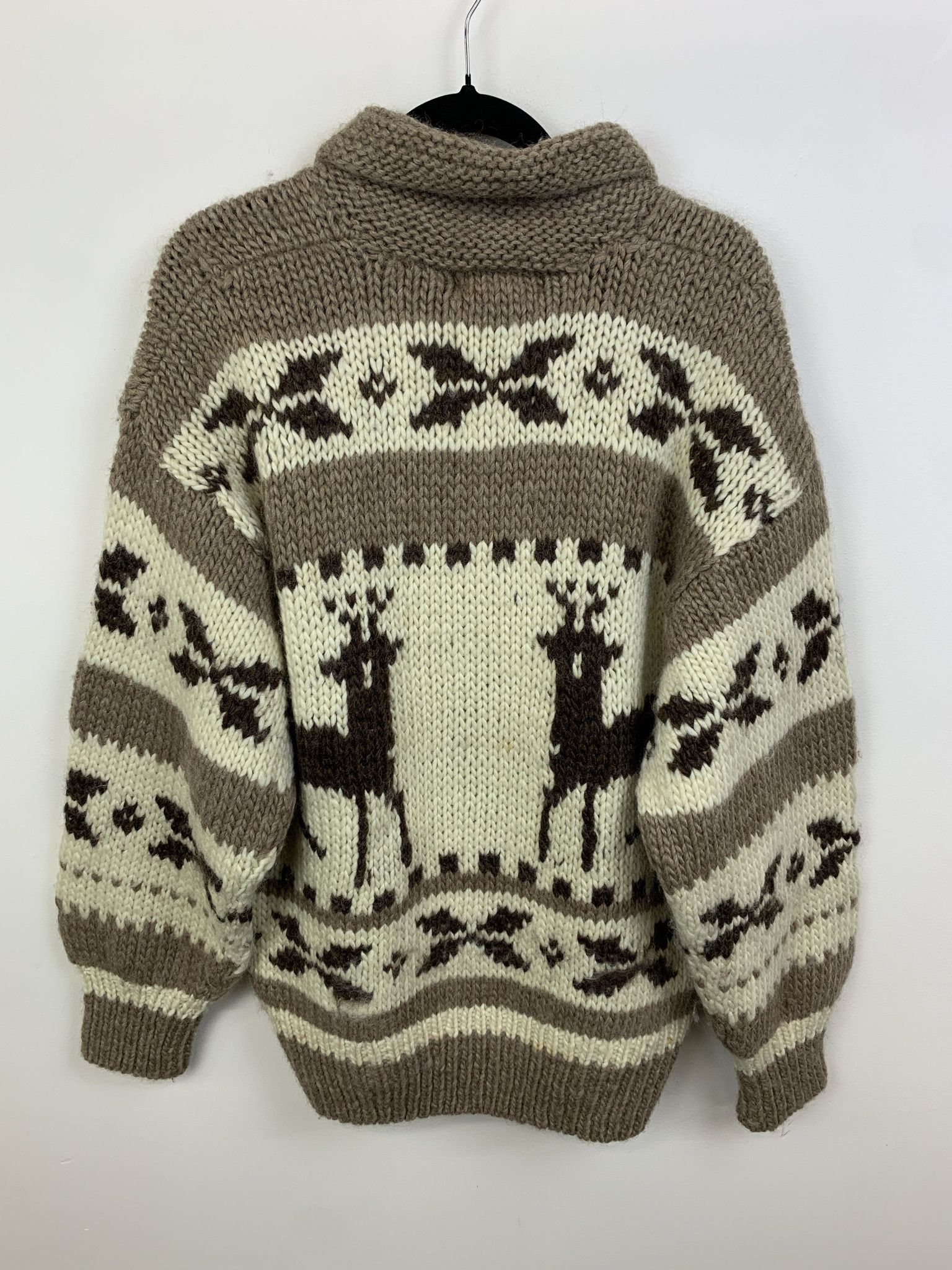 Coogi Vintage 1970s Stag Wool Zip Cowichan Knit Sweater Size L Size US L / EU 52-54 / 3 - 3 Thumbnail