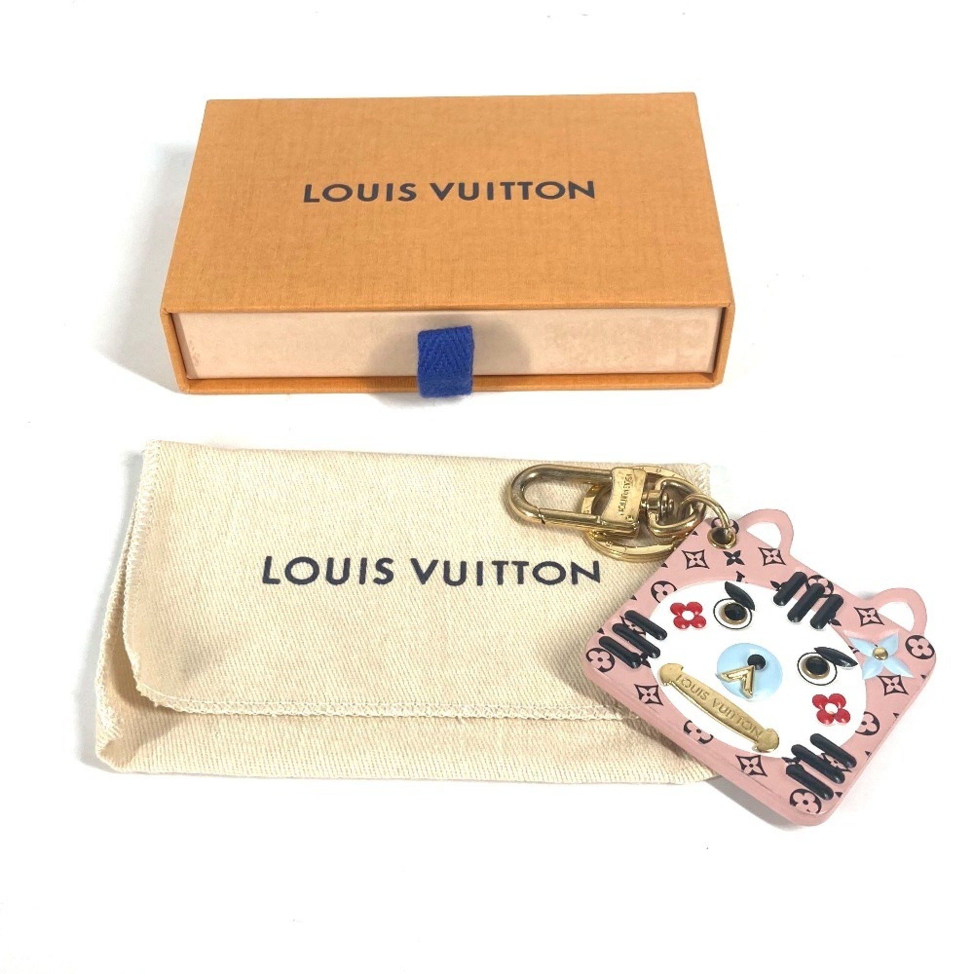 Louis Vuitton LOUIS VUITTON M68452 Portocle Fun Face Monogram Cat Bag Charm Keychain Leather Women's Pink Size ONE SIZE - 9 Thumbnail