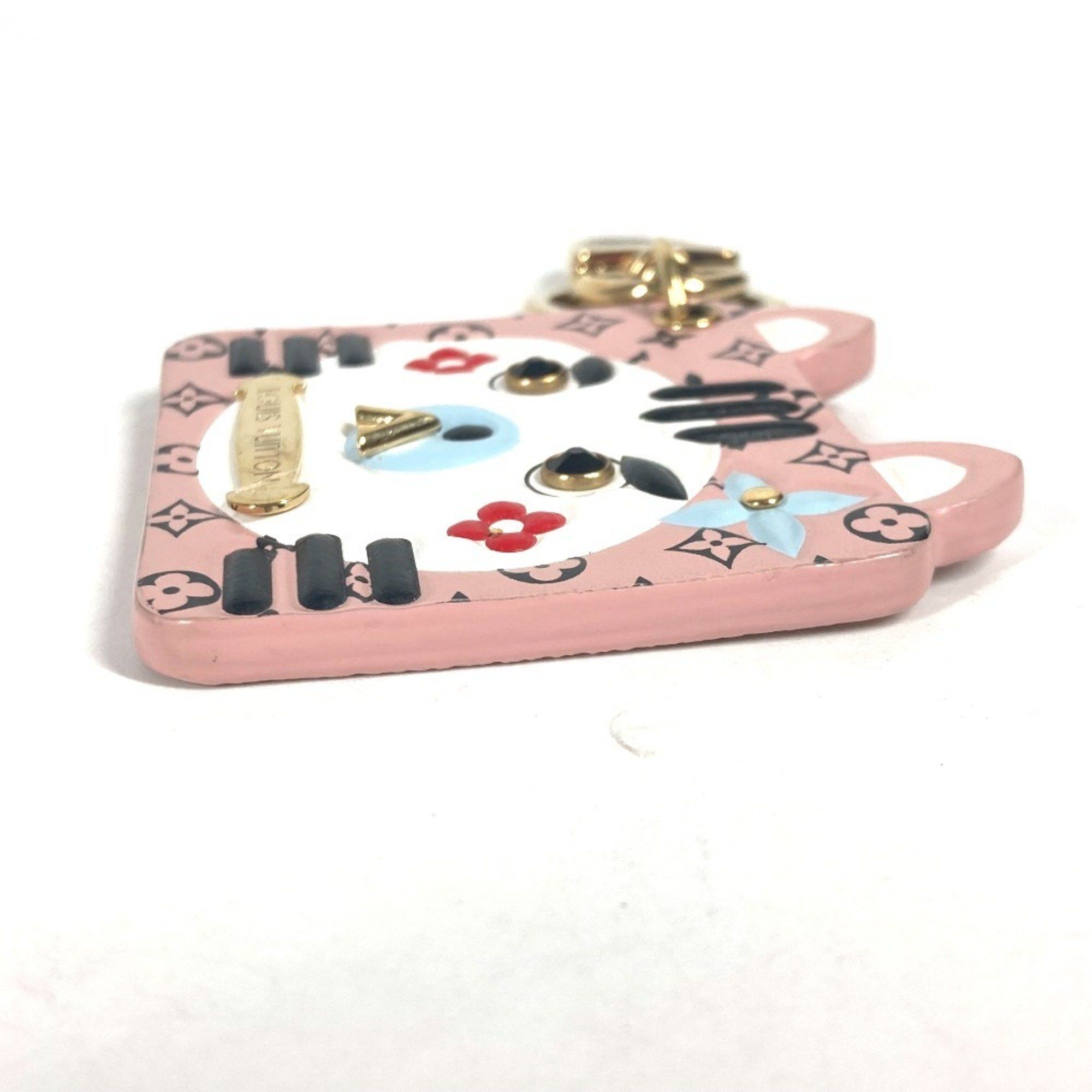 Louis Vuitton LOUIS VUITTON M68452 Portocle Fun Face Monogram Cat Bag Charm Keychain Leather Women's Pink Size ONE SIZE - 6 Thumbnail