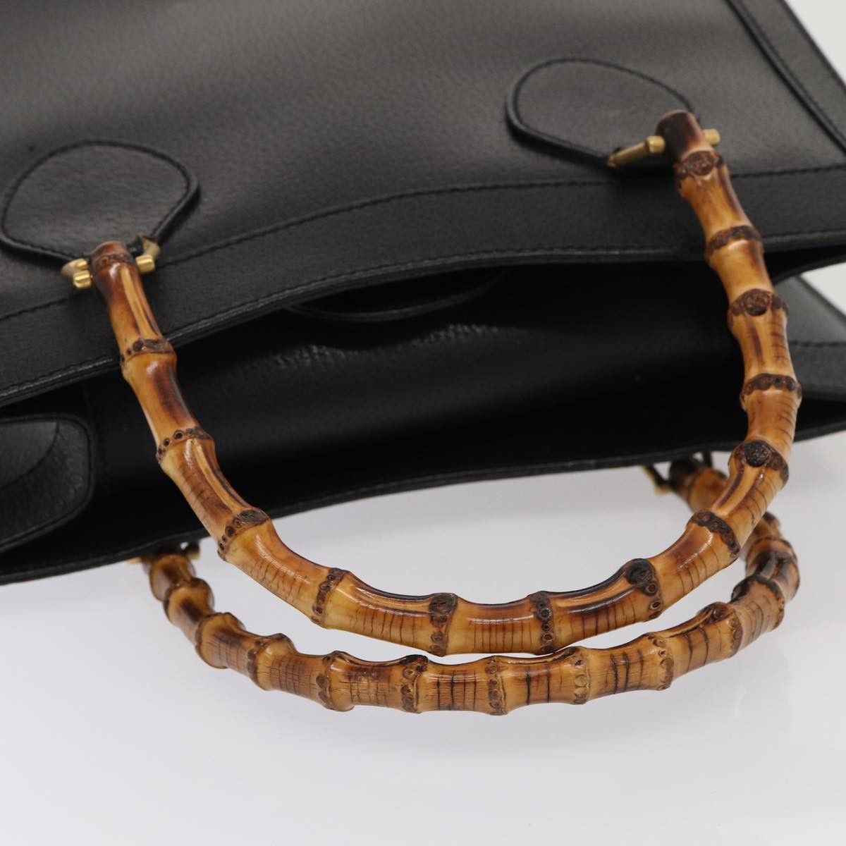 Gucci Bamboo Black Leather Handbag (Pre-Owned) Size ONE SIZE - 9 Thumbnail