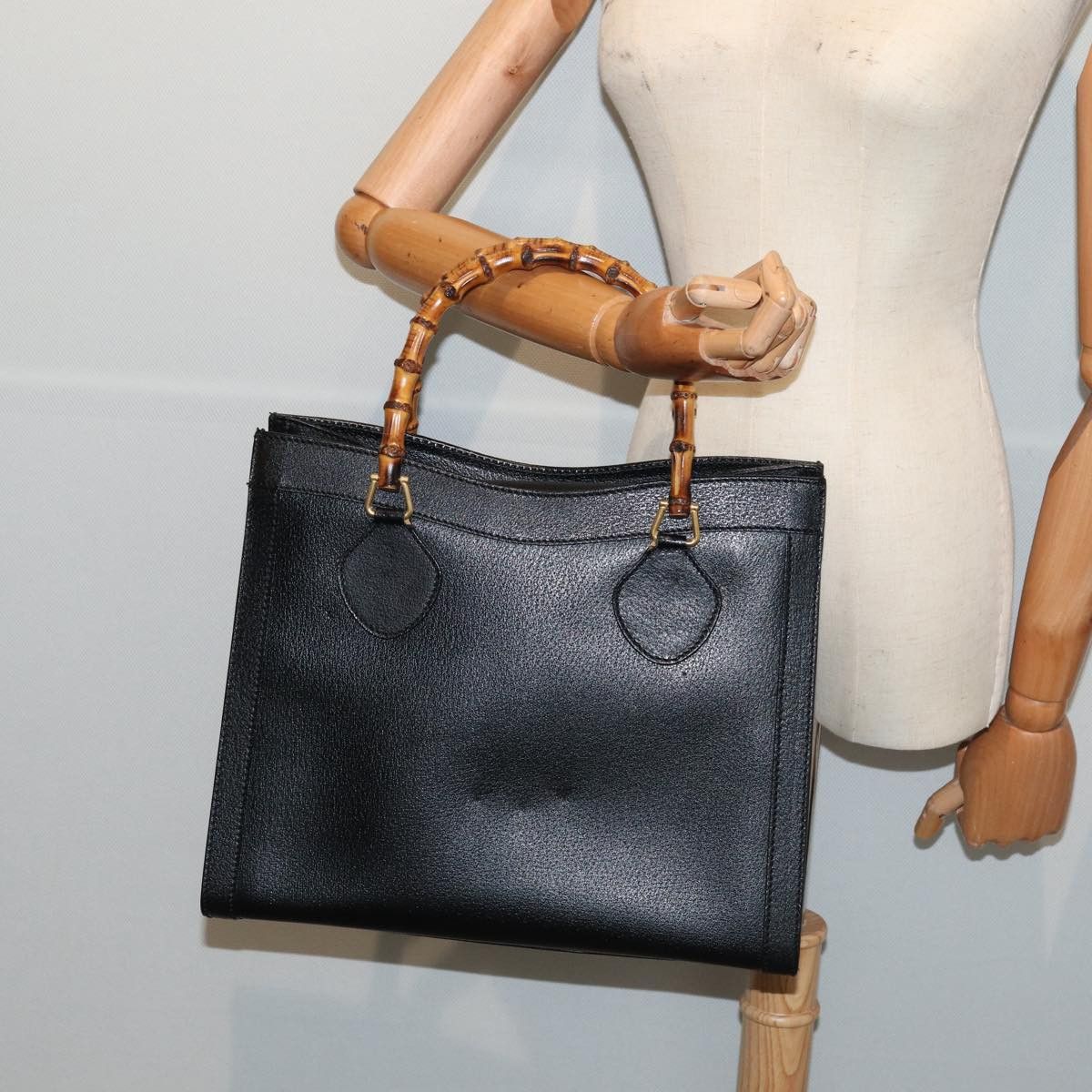 Gucci Bamboo Black Leather Handbag (Pre-Owned) Size ONE SIZE - 7 Thumbnail