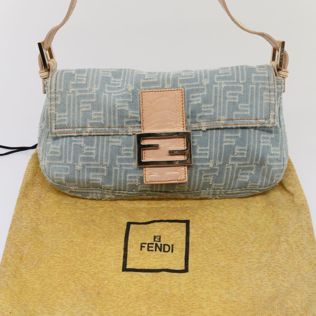 Fendi Baguette Blue Canvas Shoulder Bag (Pre-Owned) Size ONE SIZE - 8 Thumbnail