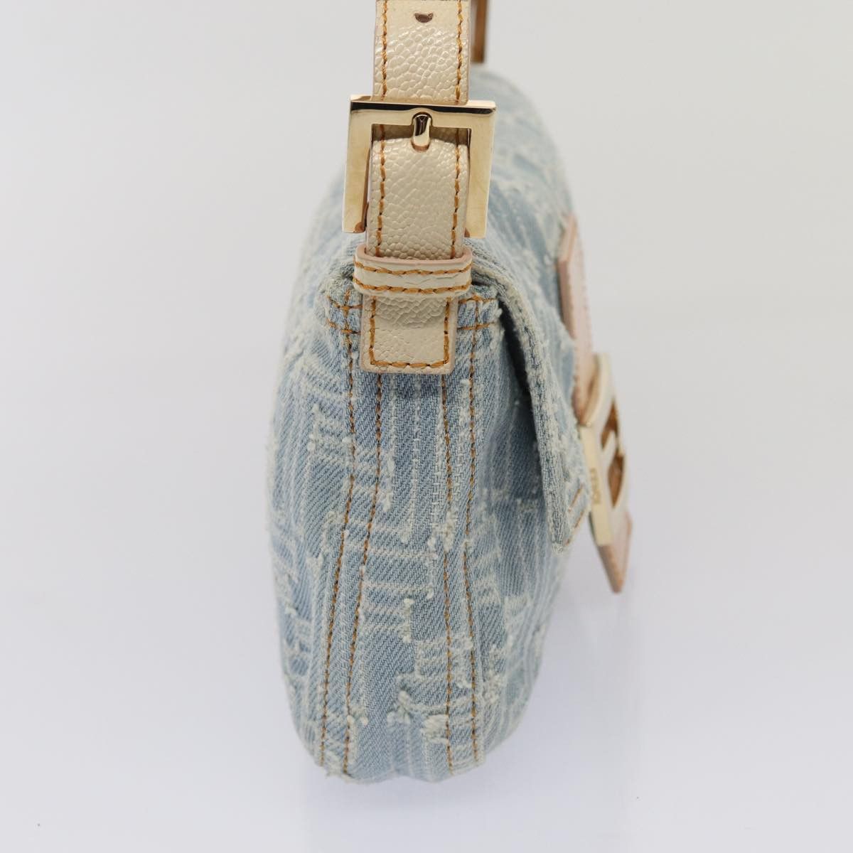 Fendi Baguette Blue Canvas Shoulder Bag (Pre-Owned) Size ONE SIZE - 11 Thumbnail