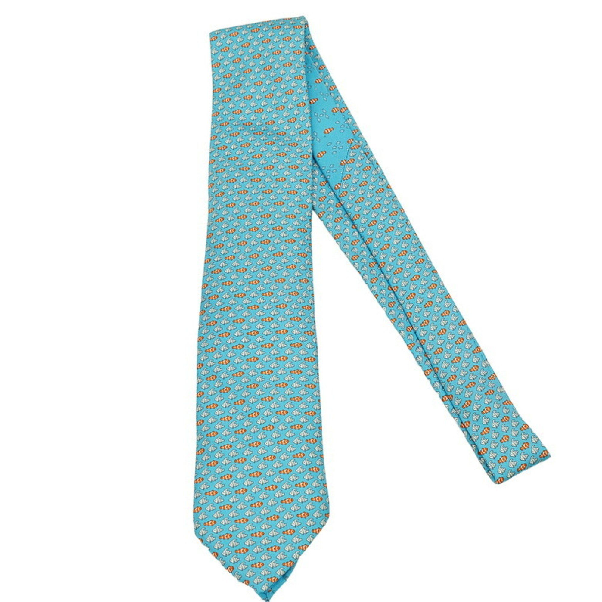 Hermes Hermes tie, fish, 100% silk, light blue Size ONE SIZE - 2 Thumbnail