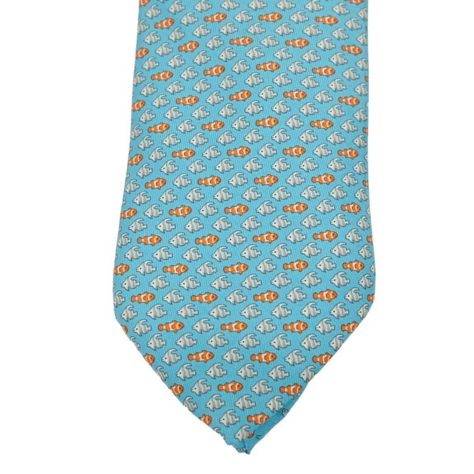 Hermes Hermes tie, fish, 100% silk, light blue Size ONE SIZE - 3 Thumbnail