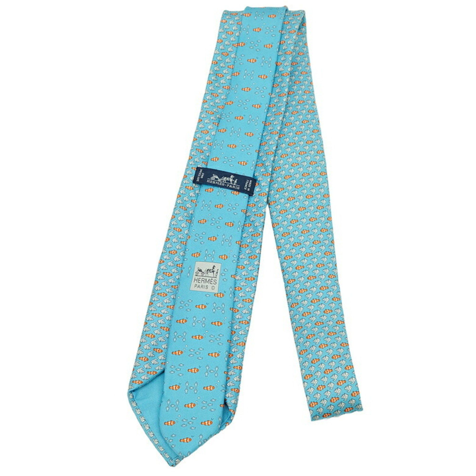 Hermes Hermes tie, fish, 100% silk, light blue Size ONE SIZE - 4 Thumbnail