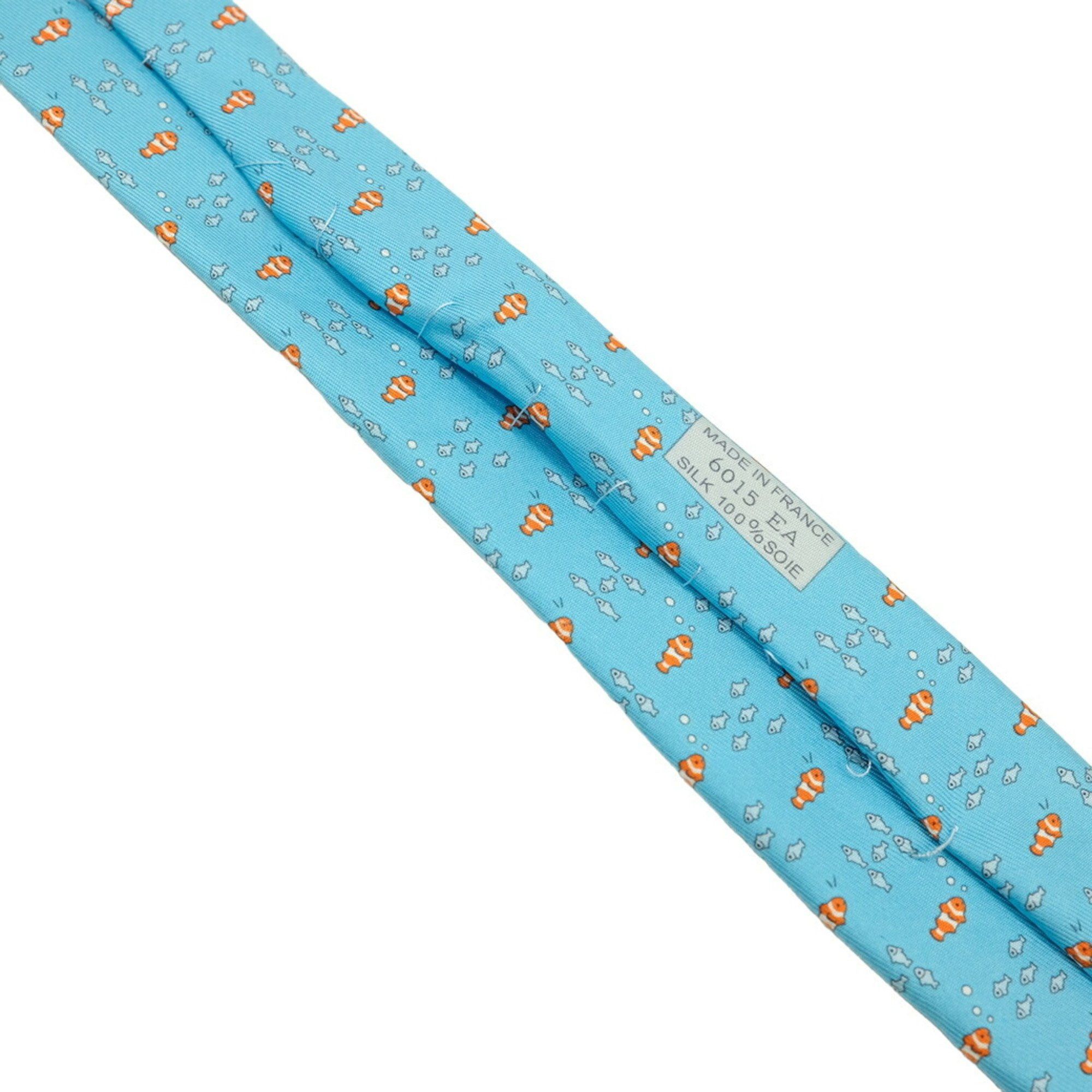 Hermes Hermes tie, fish, 100% silk, light blue Size ONE SIZE - 7 Thumbnail