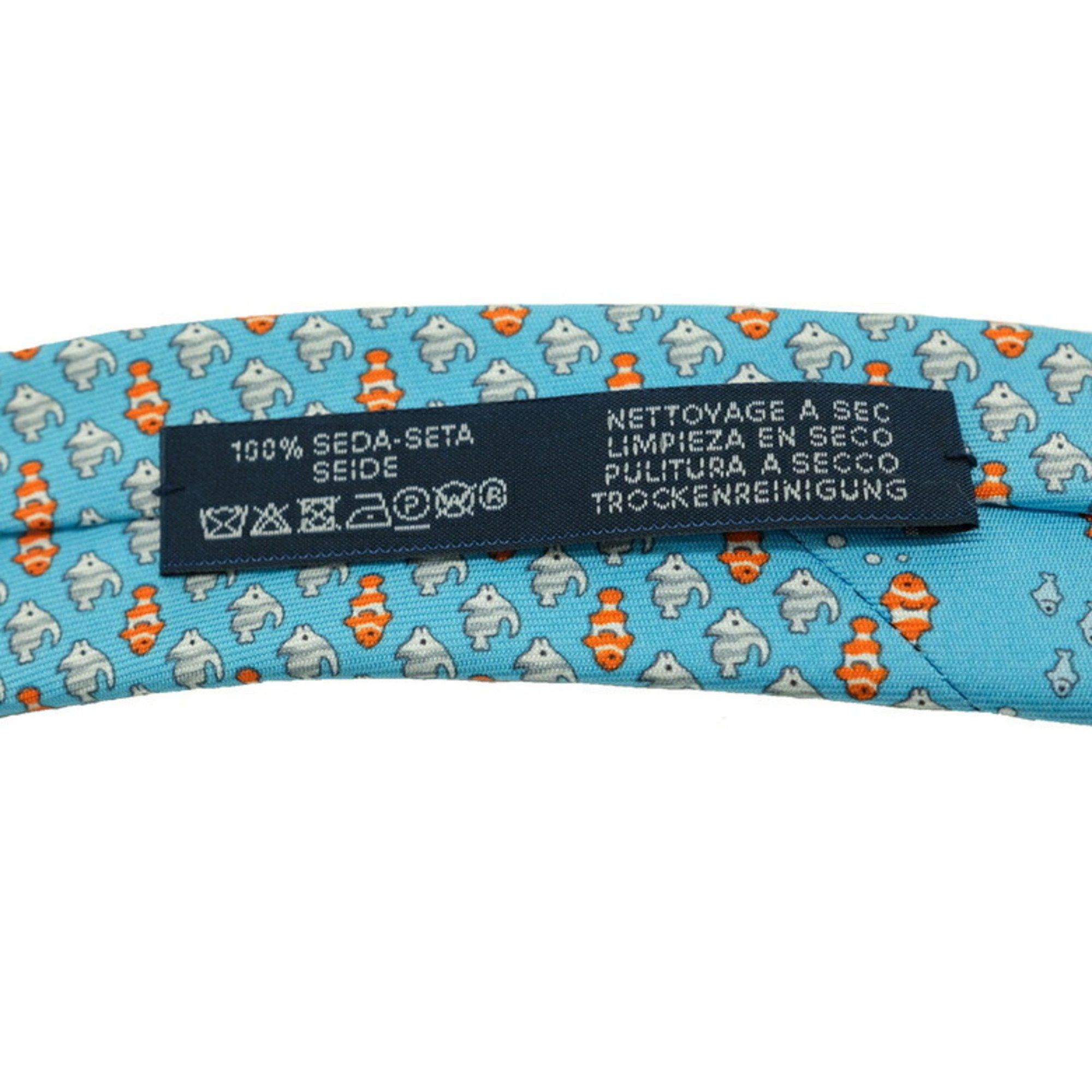 Hermes Hermes tie, fish, 100% silk, light blue Size ONE SIZE - 8 Thumbnail