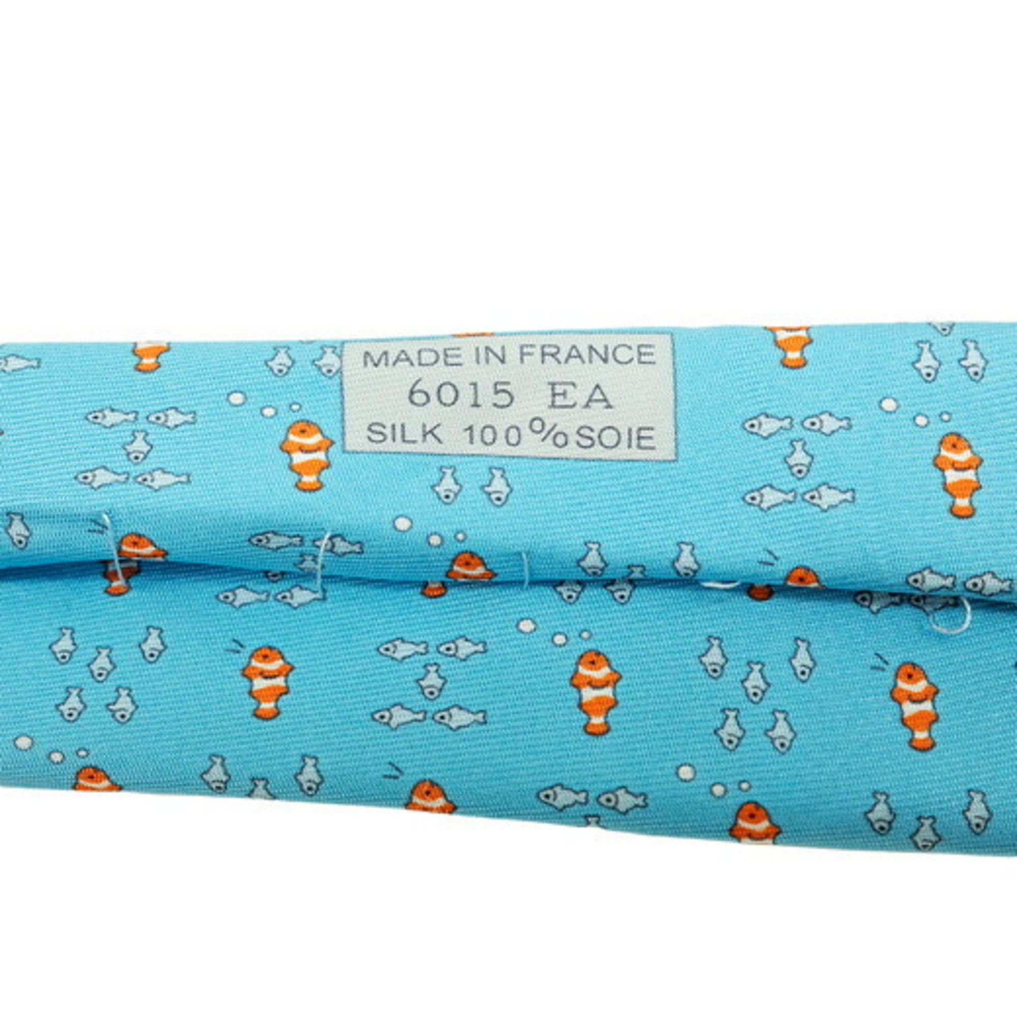 Hermes Hermes tie, fish, 100% silk, light blue Size ONE SIZE - 6 Thumbnail