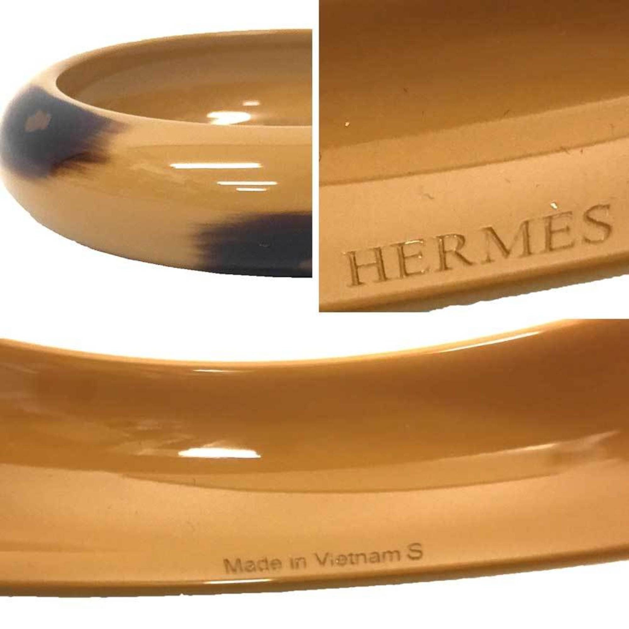 Hermes HERMES Leopard Bangle Ferrand PM Bracelet Size S Made in Vietnam Camel Beige Lacquer Wood Hermes Size ONE SIZE - 3 Thumbnail