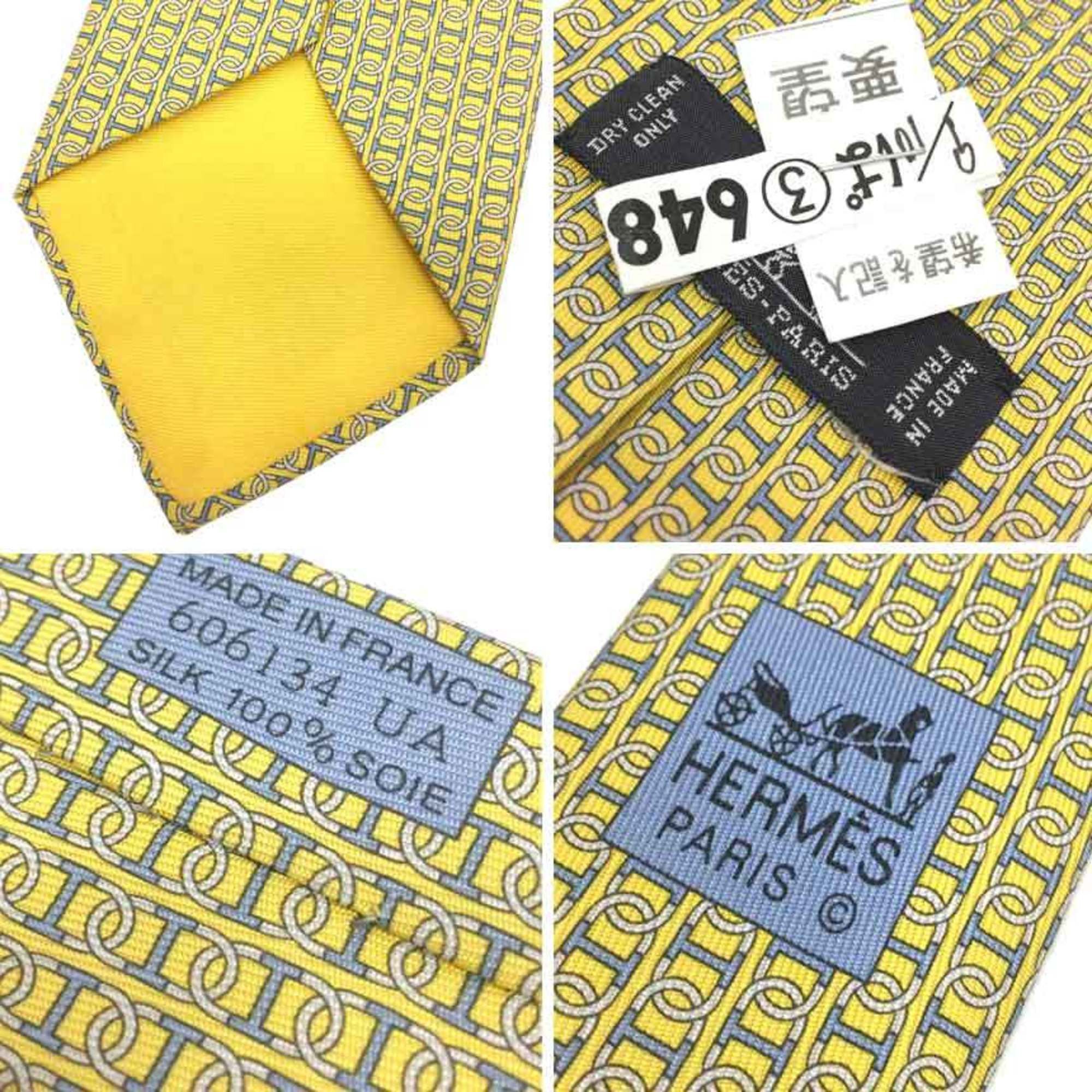 Hermes Hermes tie Chaine d'Ancre yellow men's Size ONE SIZE - 3 Thumbnail