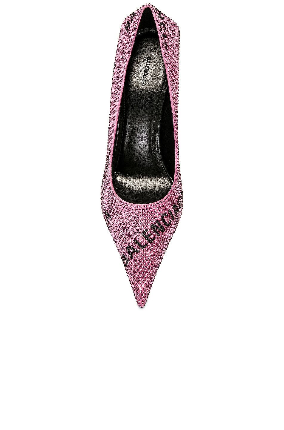 Balenciaga Balenciaga Square Knife 80mm Pump with Allover Logo Rhinestones Size US 7 / IT 37 - 4 Thumbnail
