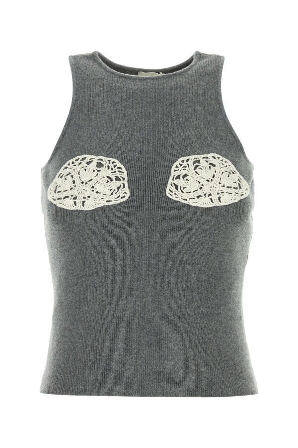 Magda Butrym Grey Cashmere Tank Top Size S / US 4 / IT 40 - 3 Thumbnail