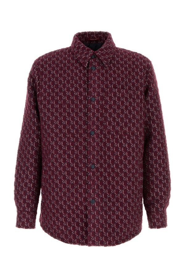 Gucci Burgundy Boucle Padded Shirt Size US L / EU 52-54 / 3 - 3 Thumbnail