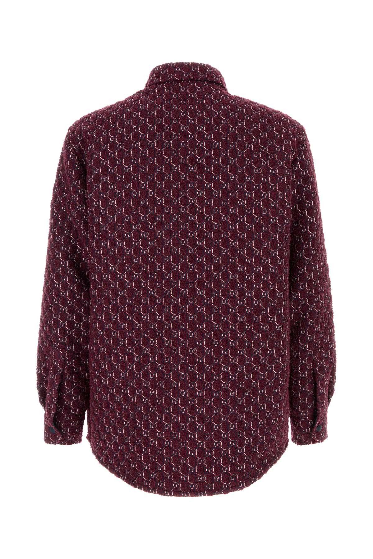 Gucci Burgundy Boucle Padded Shirt Size US L / EU 52-54 / 3 - 2 Thumbnail