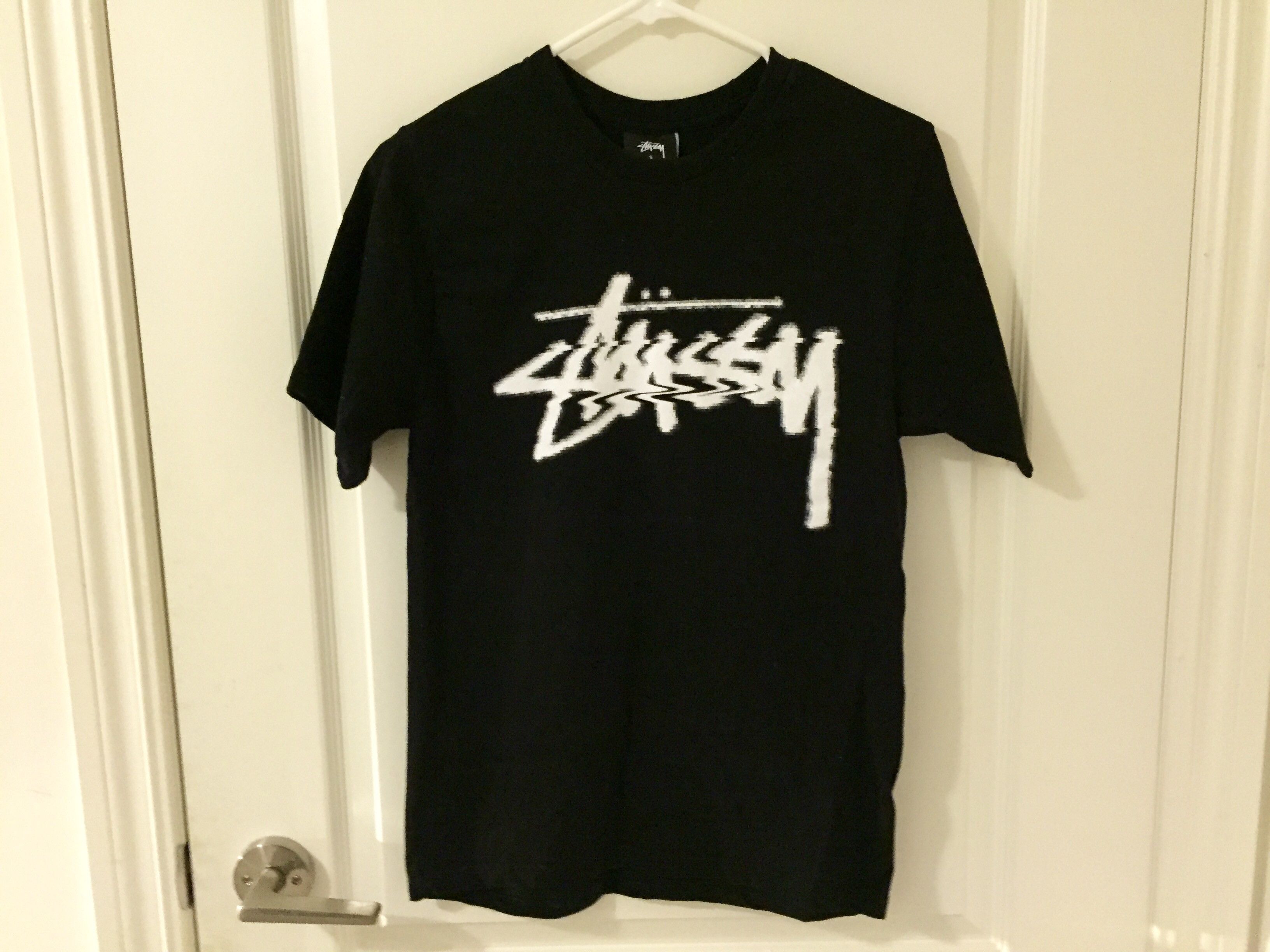 Stussy Stussy Glitch Blur Logo Tee Shirt Black | Grailed